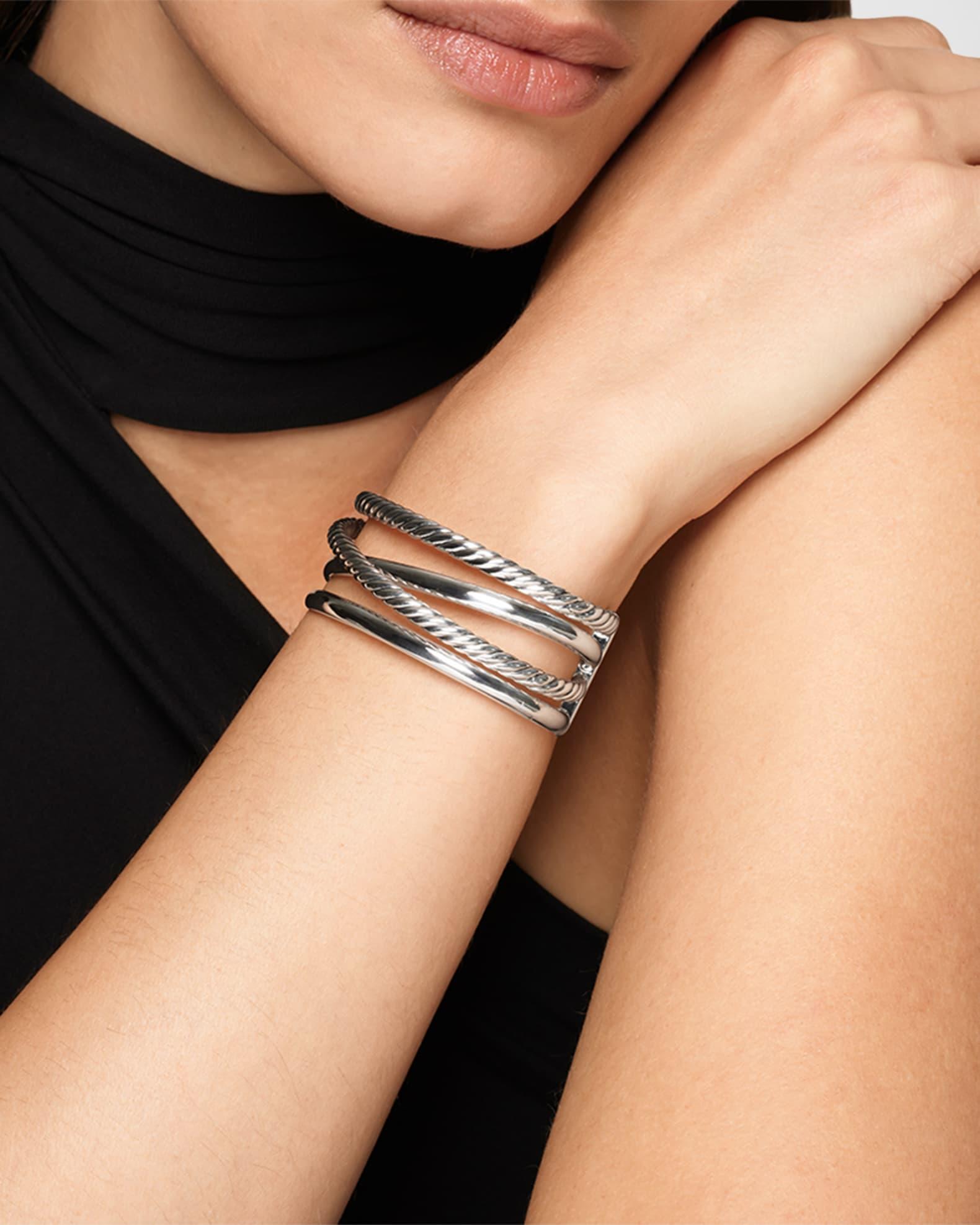 Bold Crossover 3 Row Bracelet in Sterling Silver, 20mm Product Image