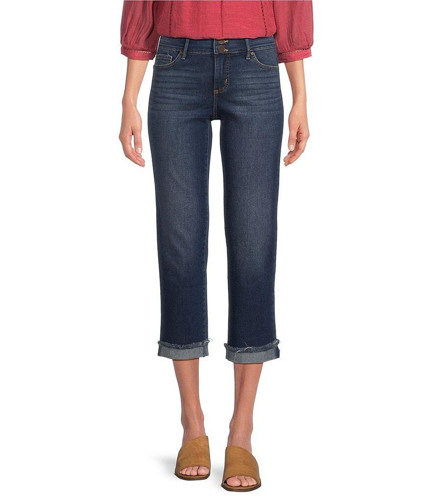 Code Bleu Soho High Rise Skinny Leg Double Waistband Frayed Cuff Capri Jeans Product Image