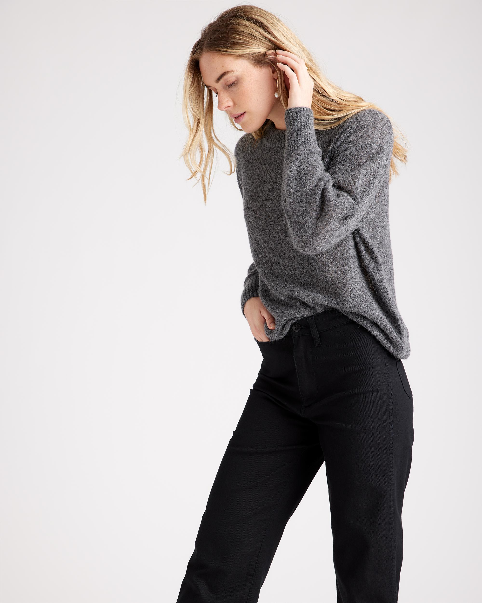 Quince | Women's Baby Alpaca-Wool Diamond Stitch Crew Neck Alpaca Sweater Product Image