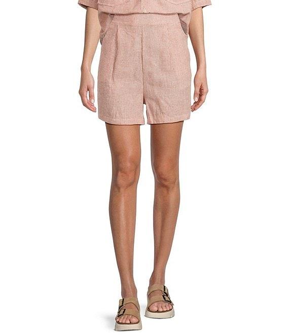 Copper Key Linen Stripe Coordinating Pull On Shorts Product Image