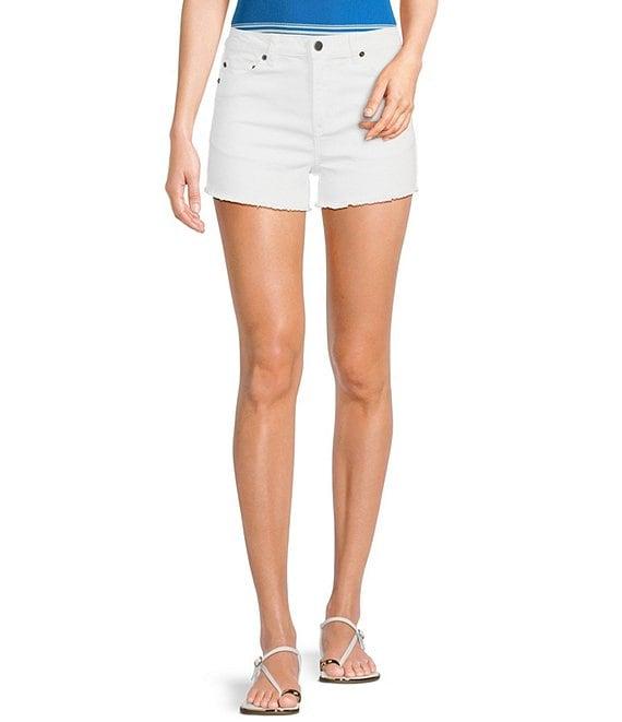 Copper Key Long Cut Off Denim Shorts Product Image