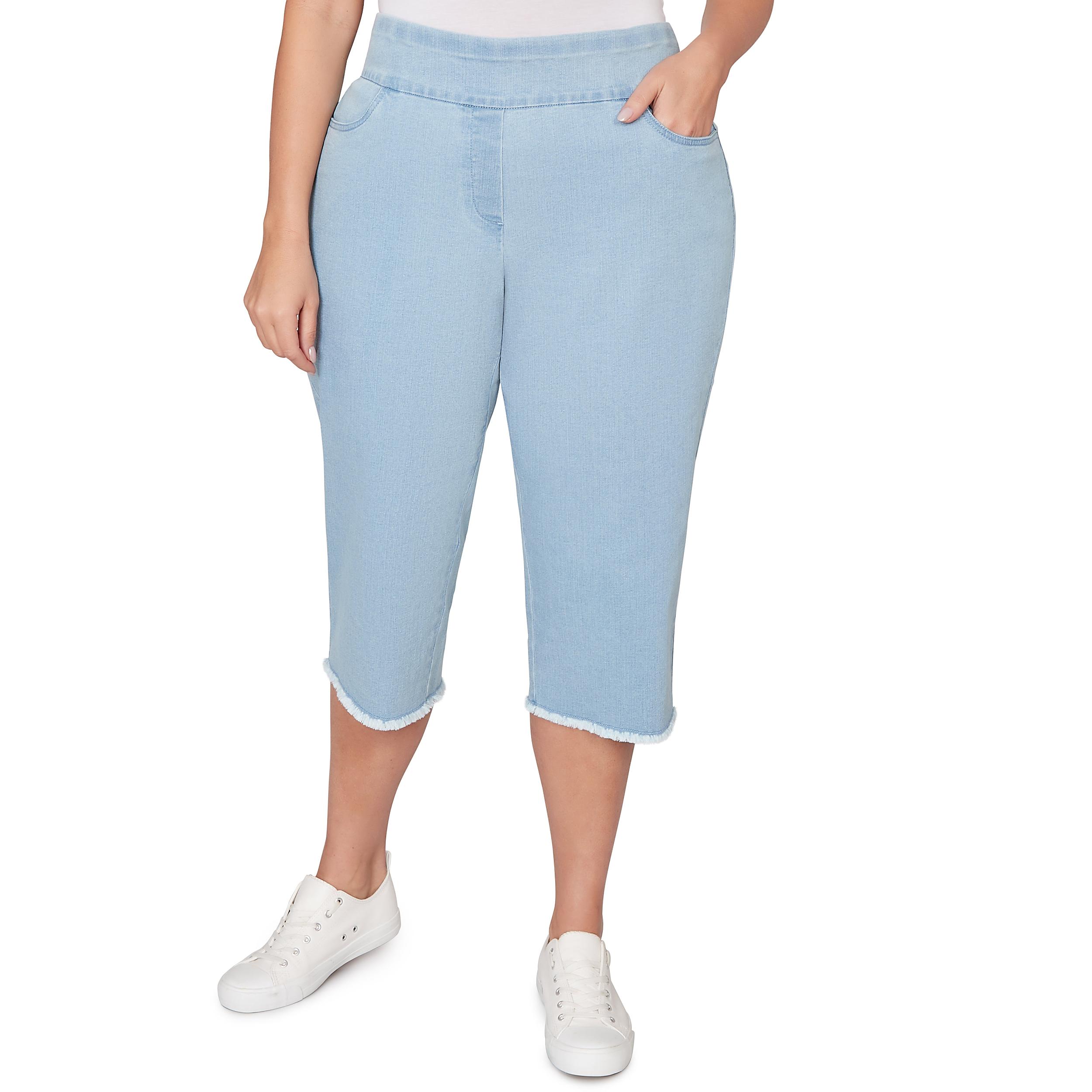 Alfred Dunner Super Stretch Denim Fringe Capri Pant- Petite Product Image