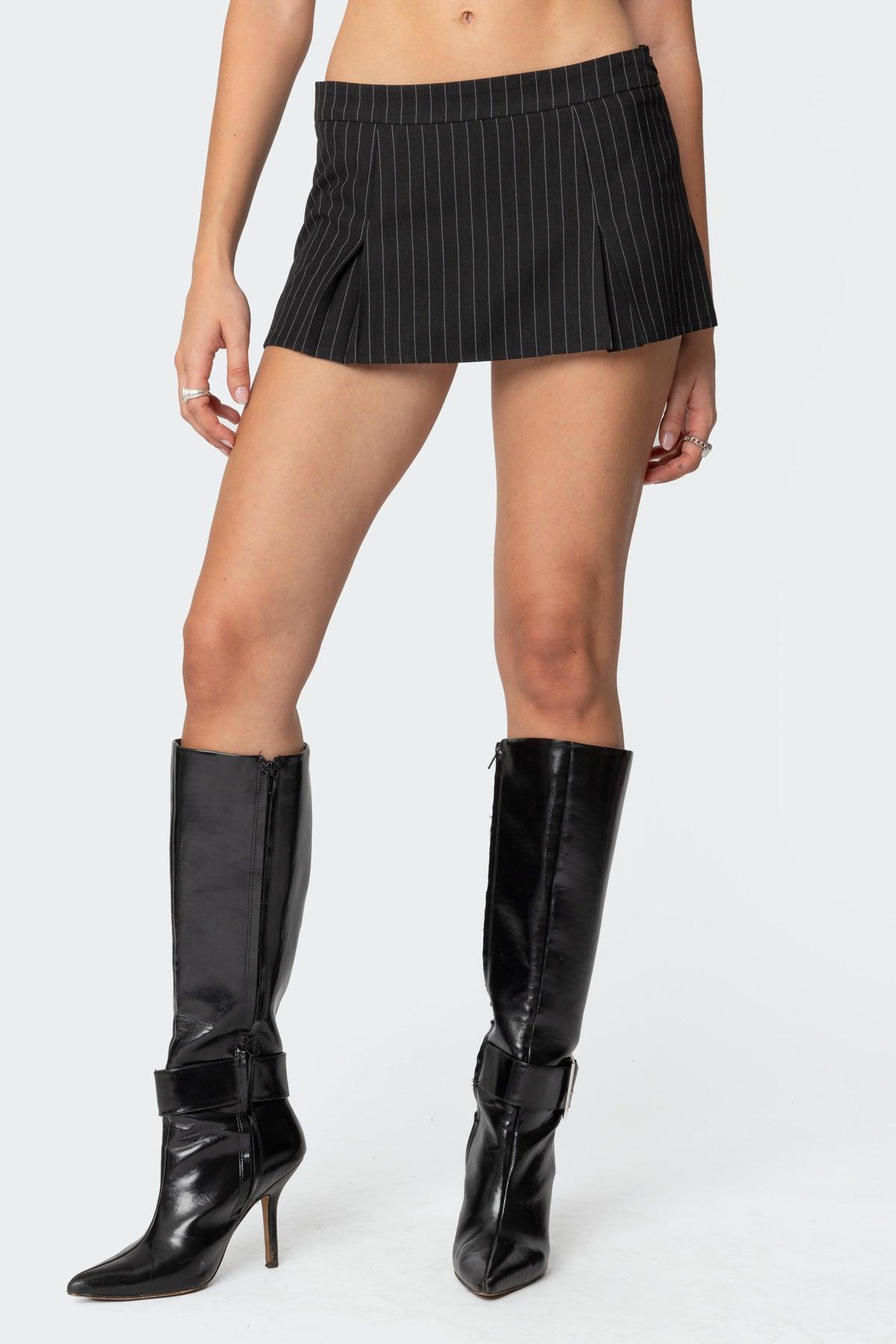 Karine Pinstripe Pleated Mini Skort Product Image