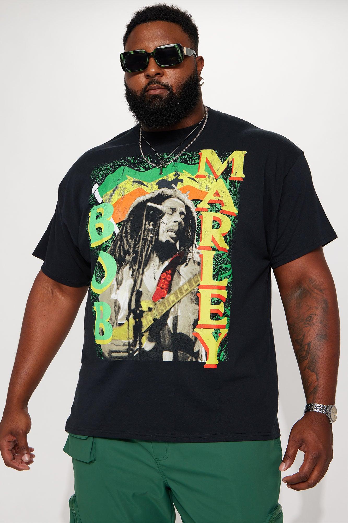 Bob Marley Rasta Flag Short Sleeve Tee - Black Product Image