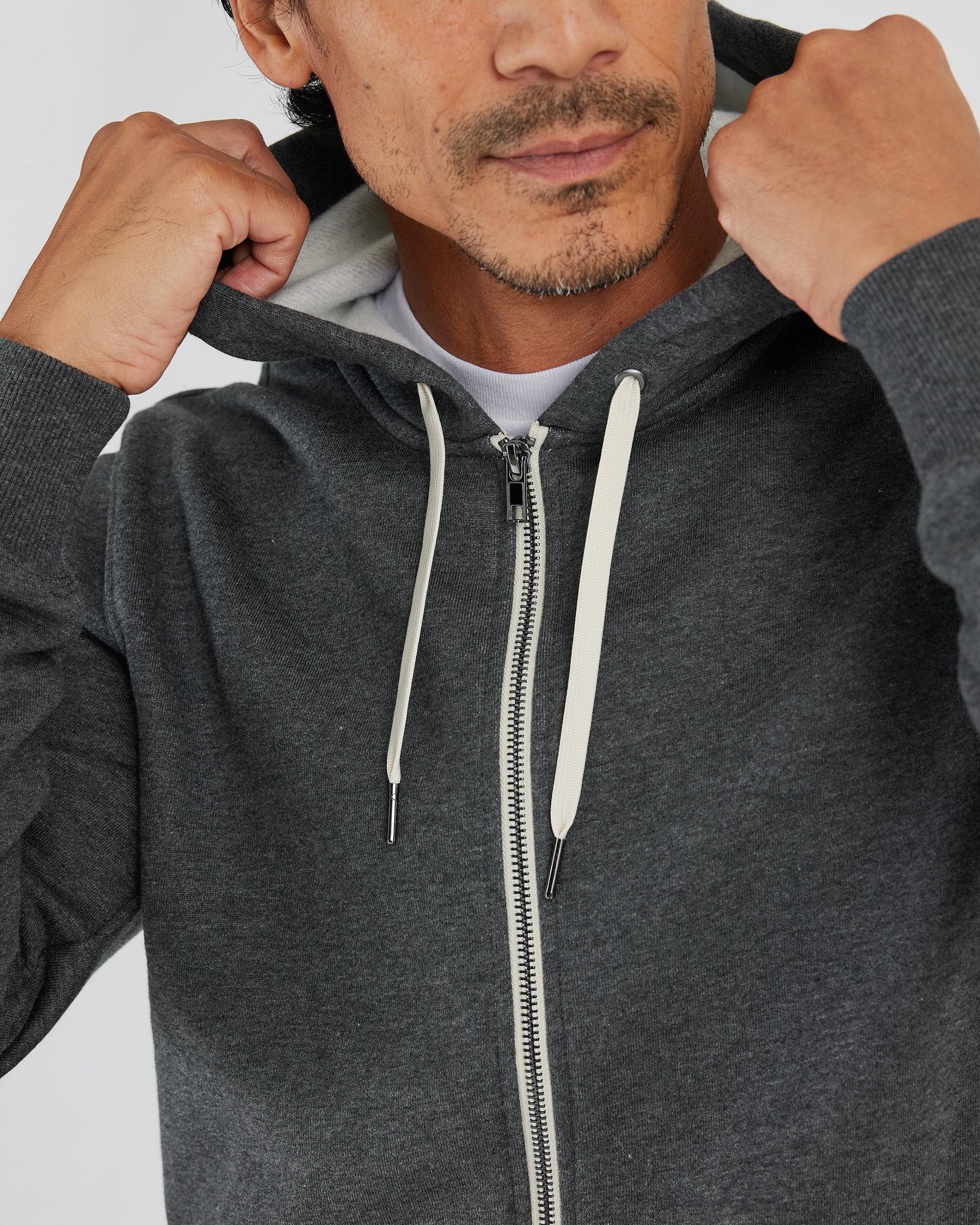 Charcoal Heather Gray Fleece French Terry Zip Hoodie Product Image