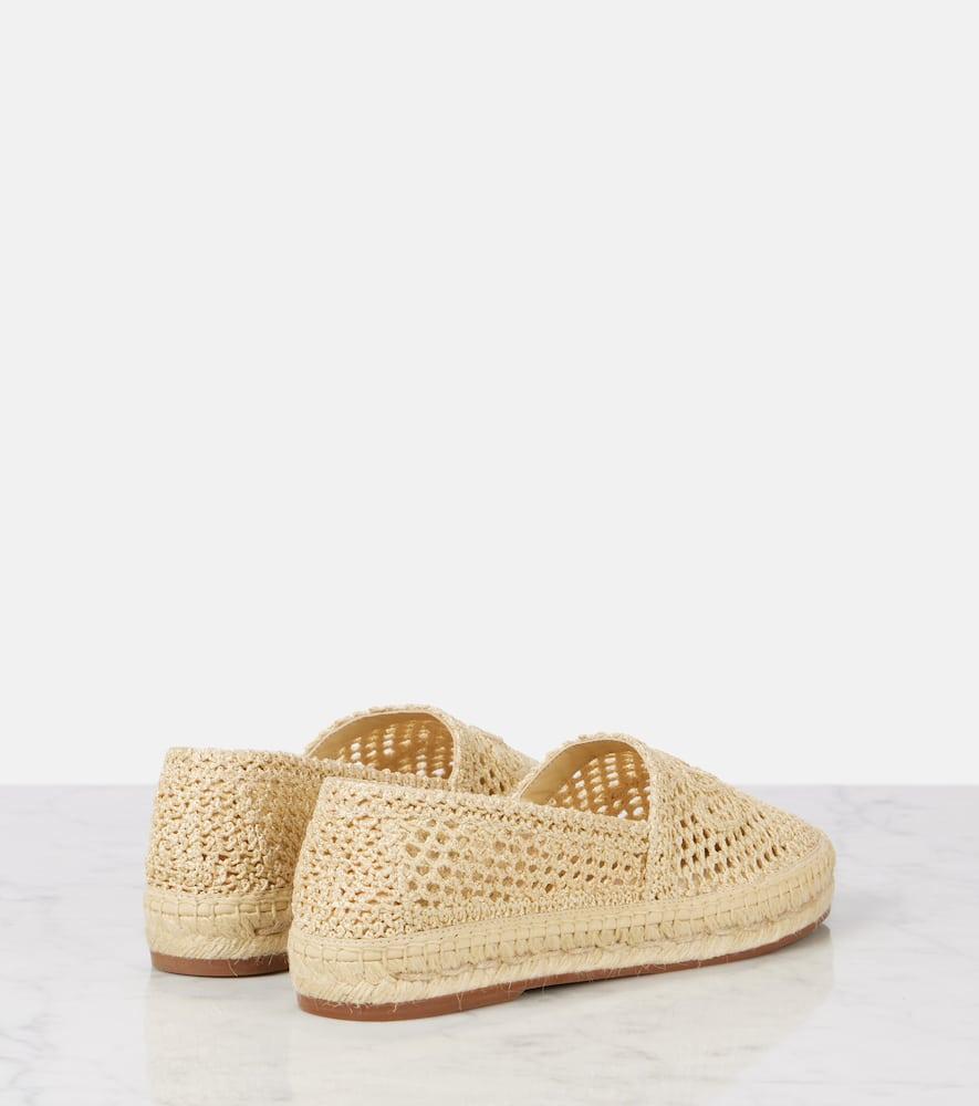 CHLOÉ Womens Chloe Isla Logo-embossed Crochet Espadrilles In Brown Product Image
