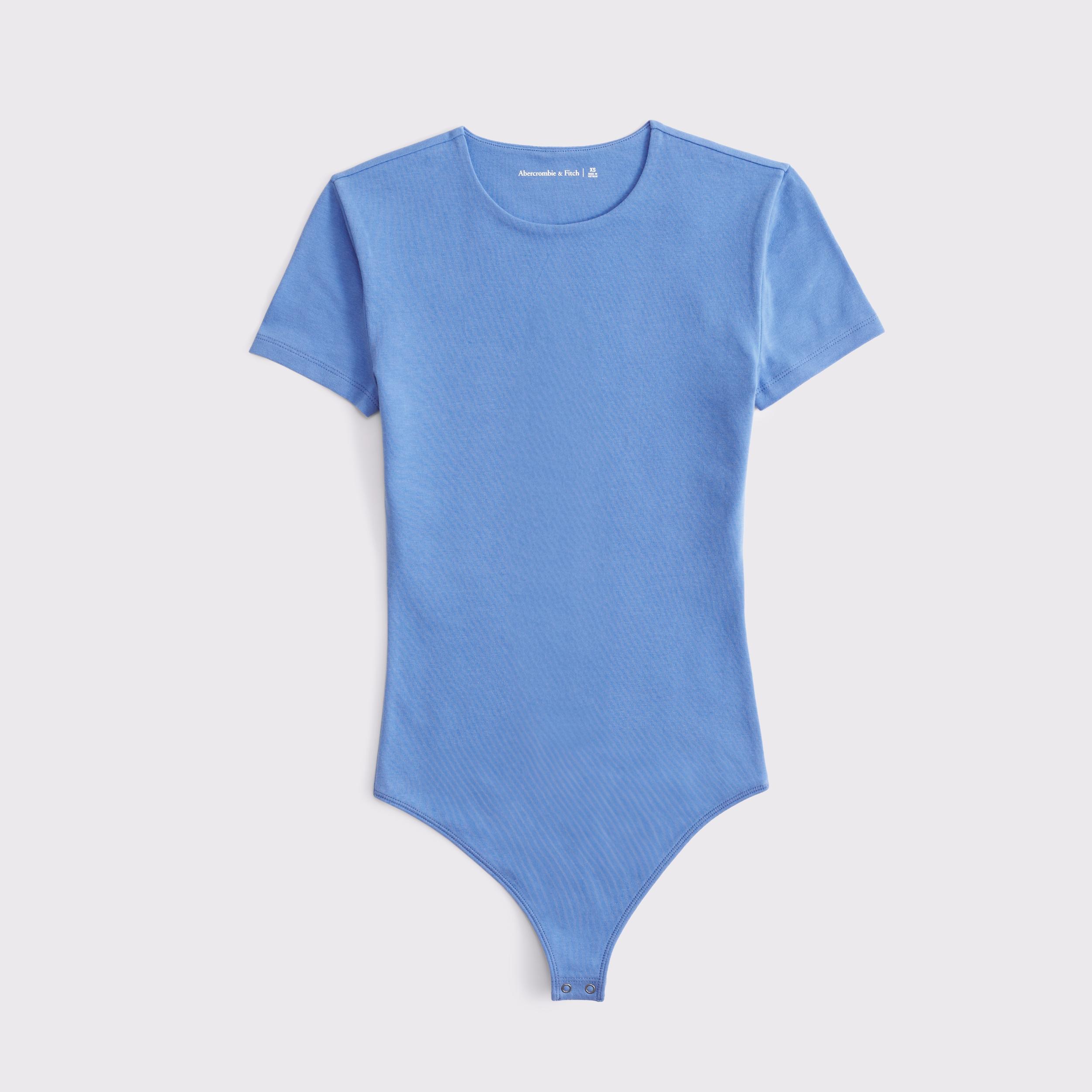Short-Sleeve Cotton-Blend Seamless Fabric Crew Bodysuit Product Image