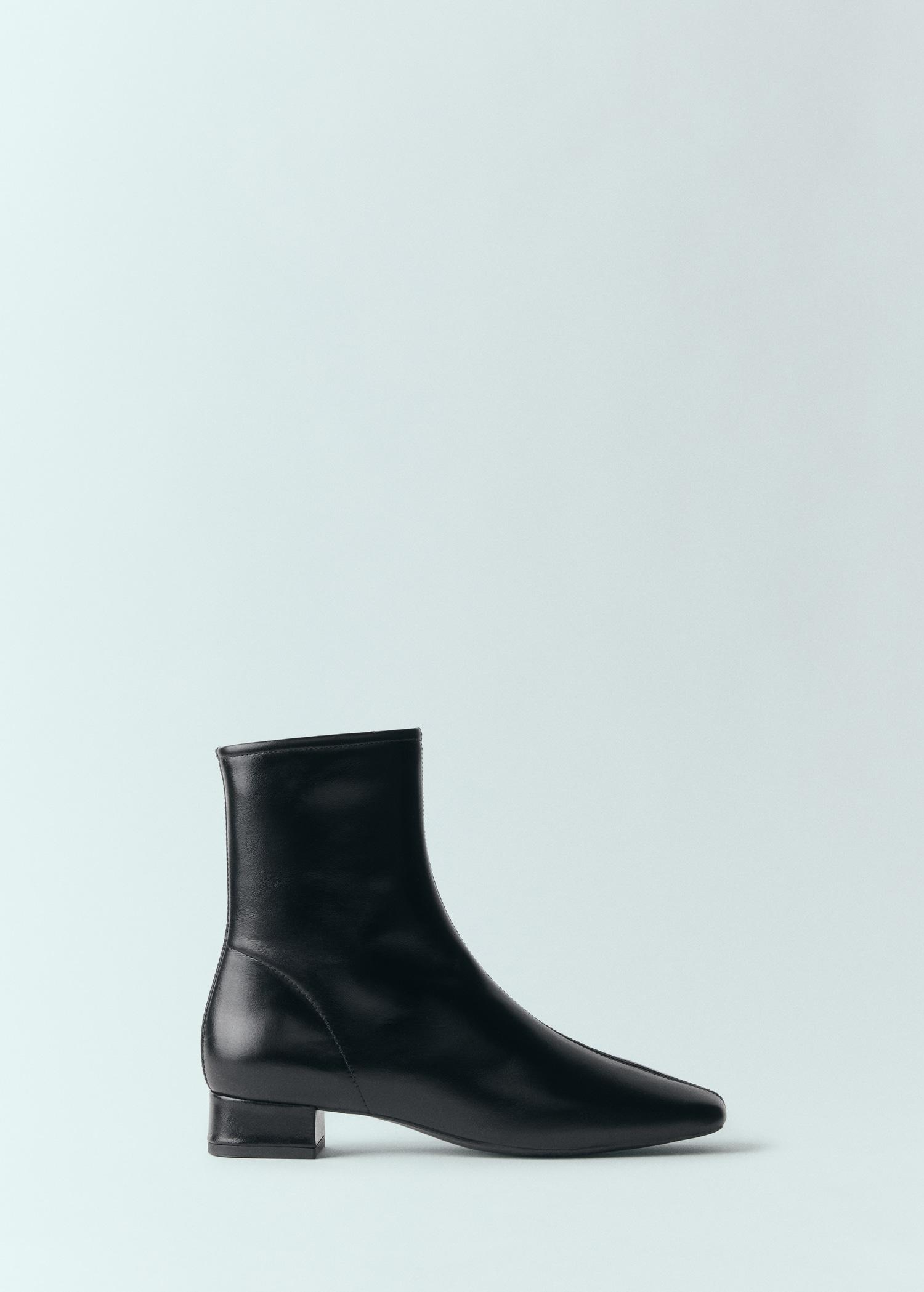 Leather heeled boots - Women | MANGO USA Product Image