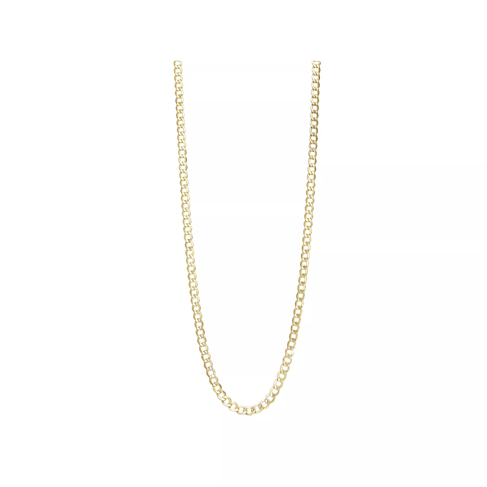 Jordan Blue Mens 10k Gold 4.4 mm Curb Chain Necklace Product Image