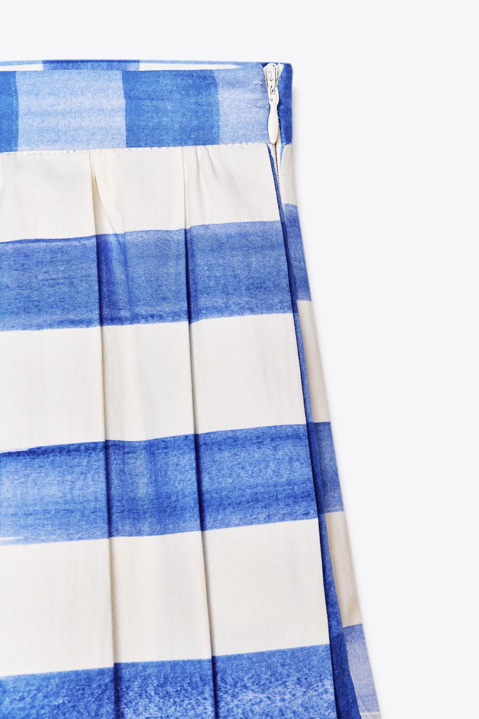 CHECKERED MIDI SKIRT ZW COLLECTION Product Image