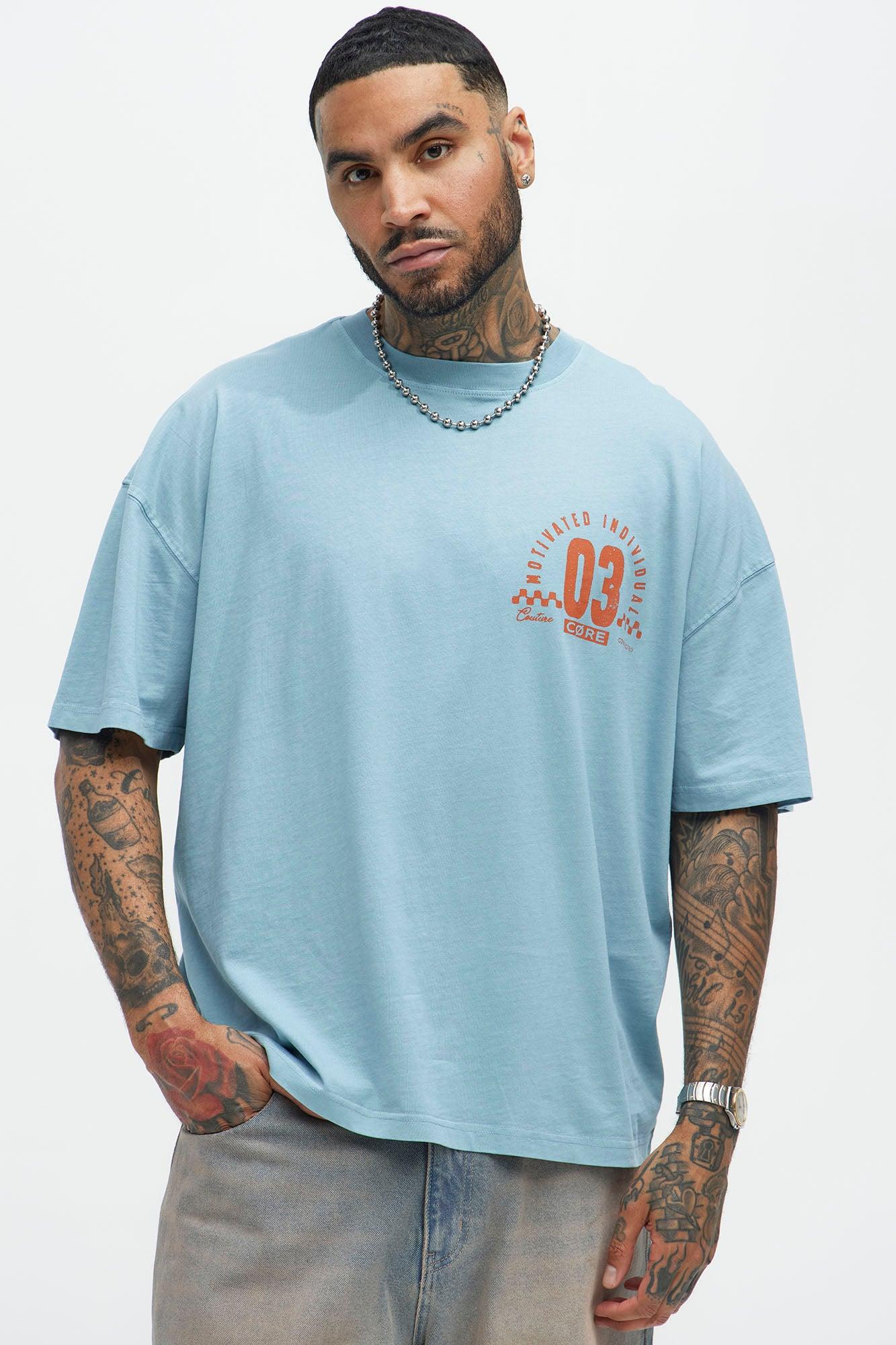 Motivated Individual Oversized Short Sleeve Tee - Light Blue Product Image