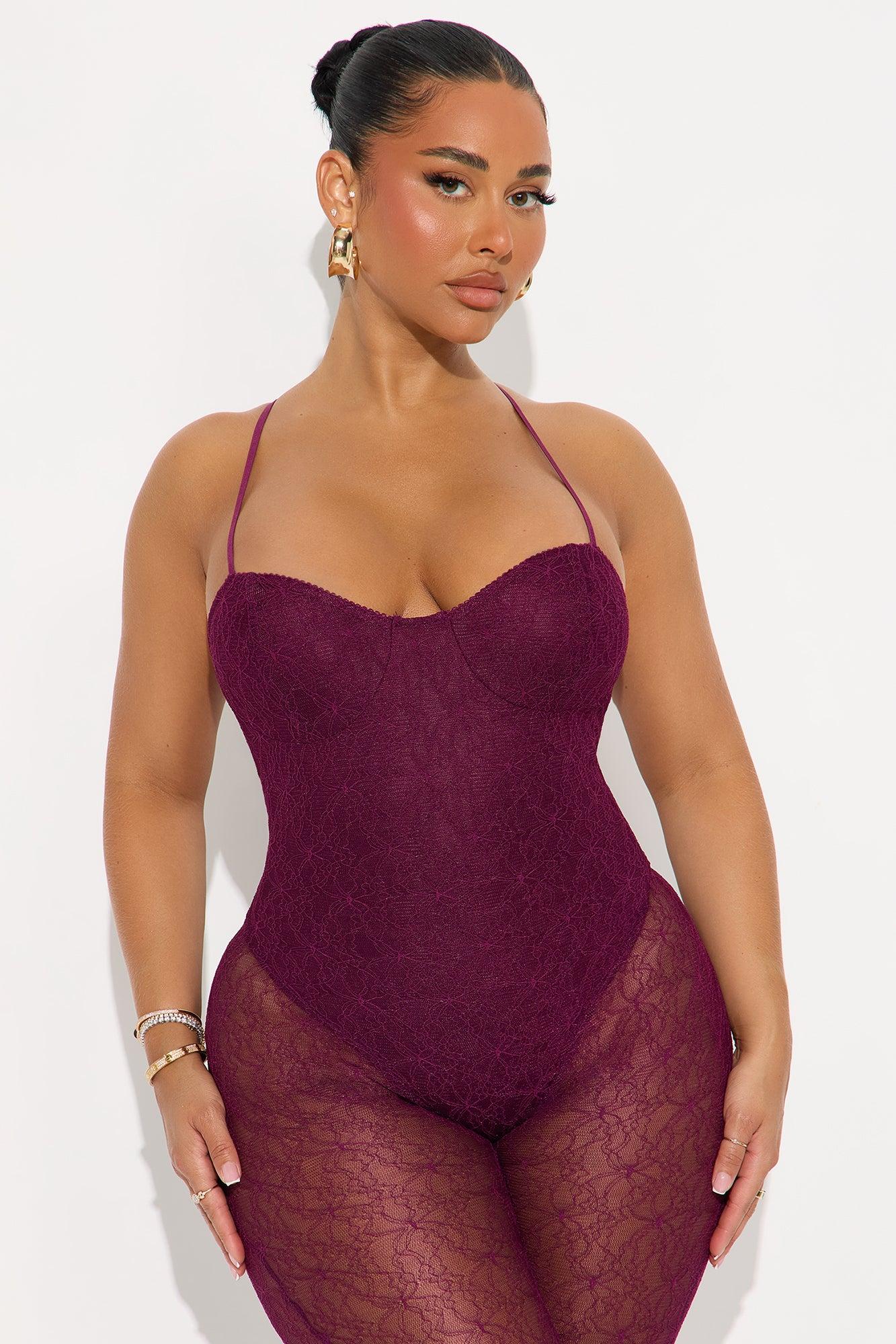 Give Me A Sign Lace Capri Jumpsuit - Plum Female Product Image