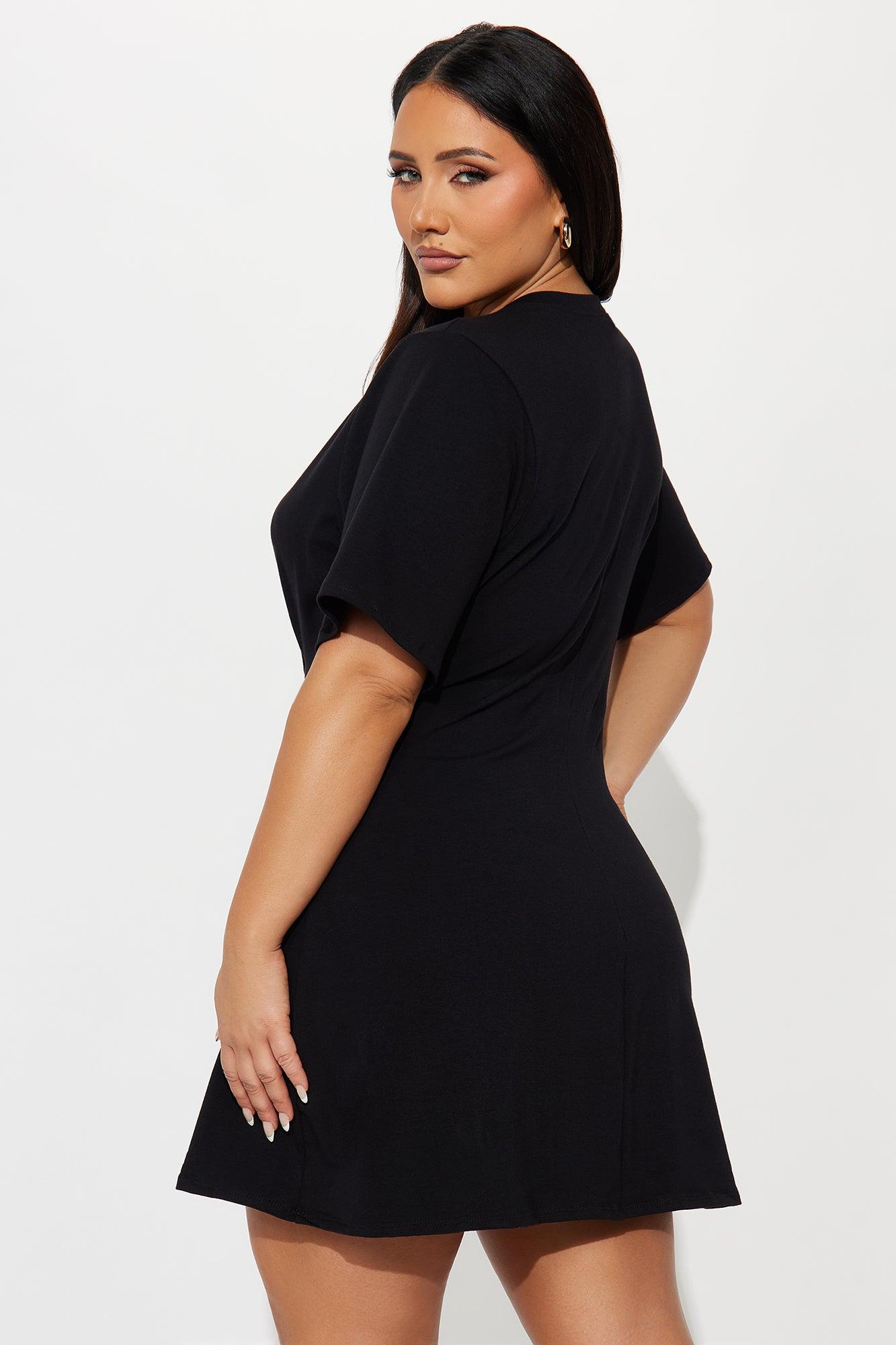 Jaycee Short Sleeve T Shirt Mini Dress - Black Female Product Image