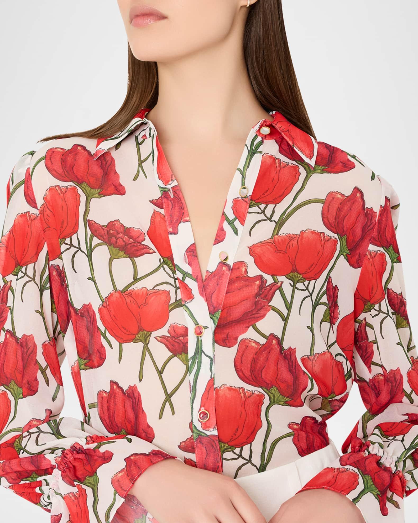 Lacey Peony Button-Front Blouse Product Image