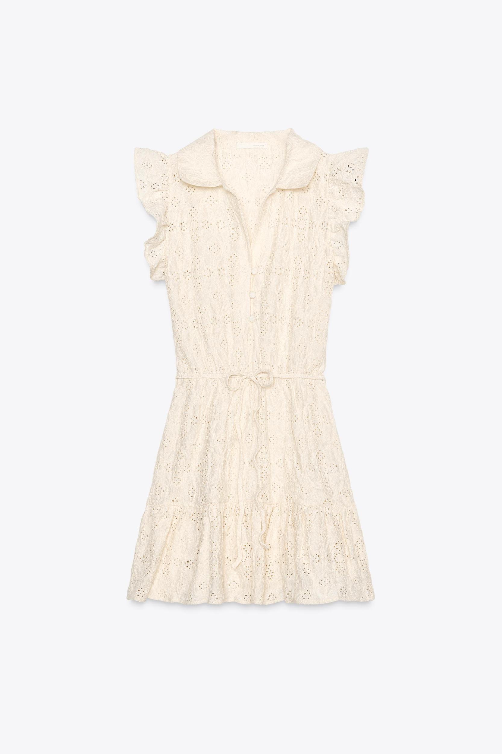 EMBROIDERED BELTED DRESS Product Image