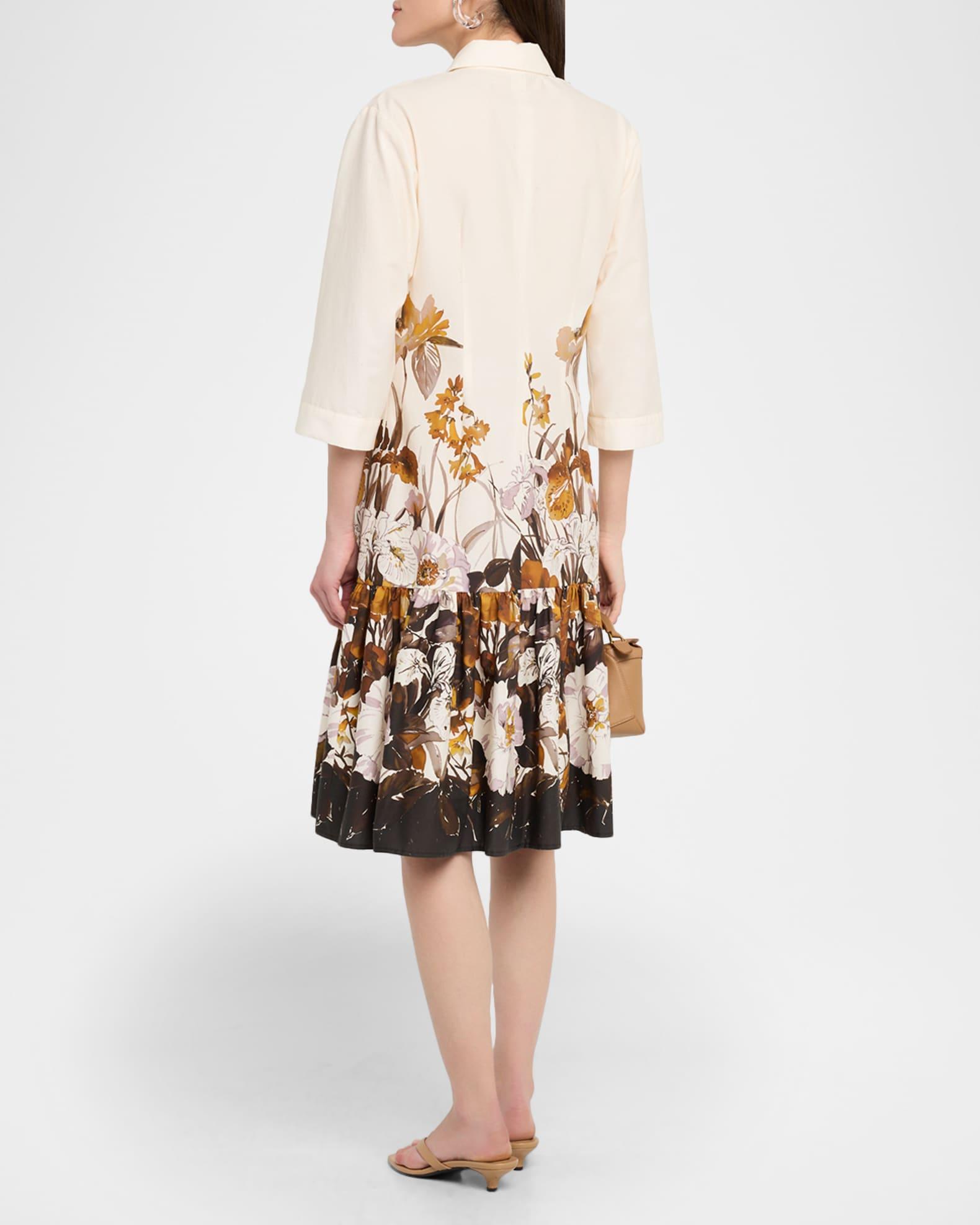 Floral-Print Cotton Flounce Shirtdress Product Image