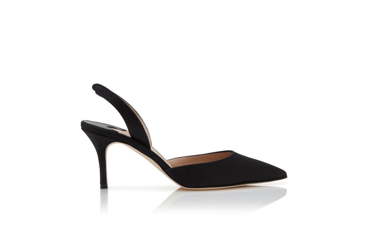 CAROLYNE 70 Black Satin Slingback Pumps Product Image