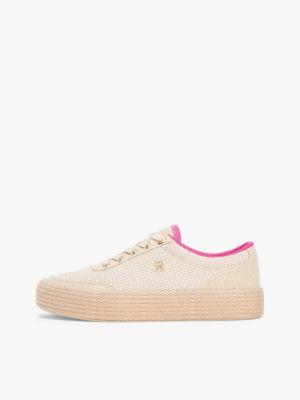 Mixed-Texture Canvas Platform Sneaker Product Image