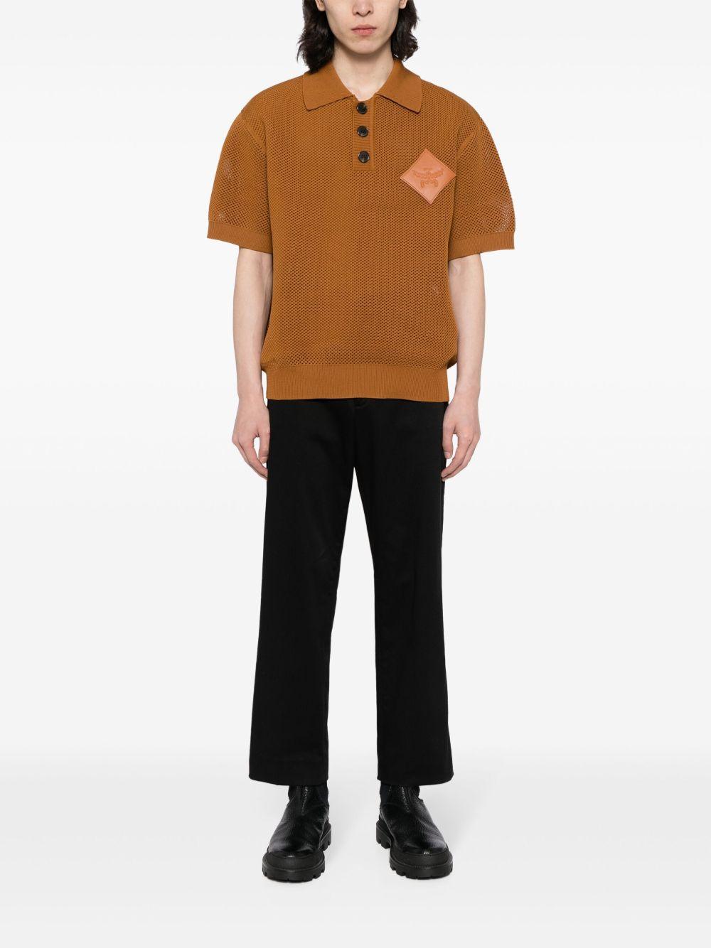 logo-appliqué knitted polo shirt Product Image