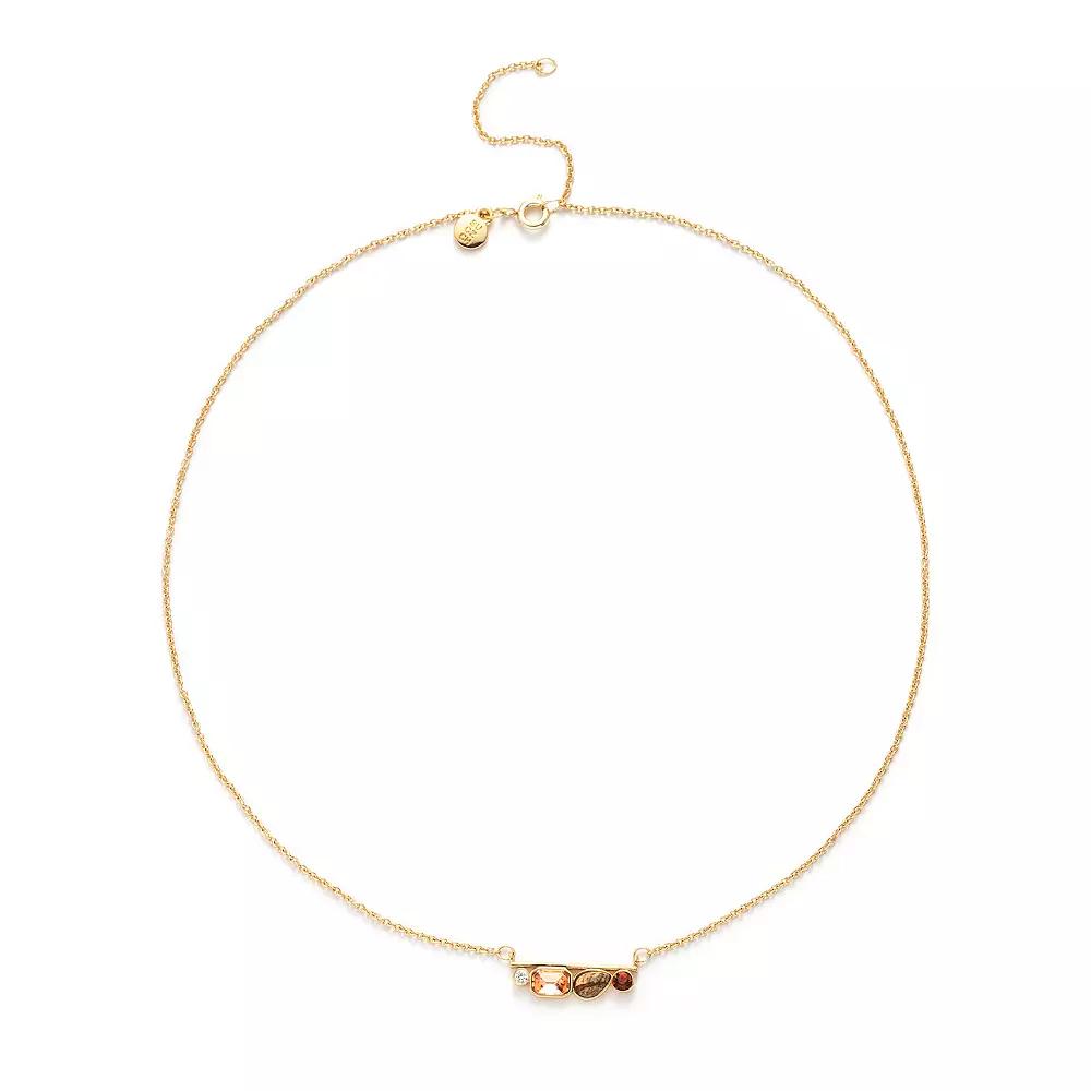 Power of Color Earth Tone Jasper & Cubic Zirconia Cluster Necklace, Womens Gold Tone Brown Product Image