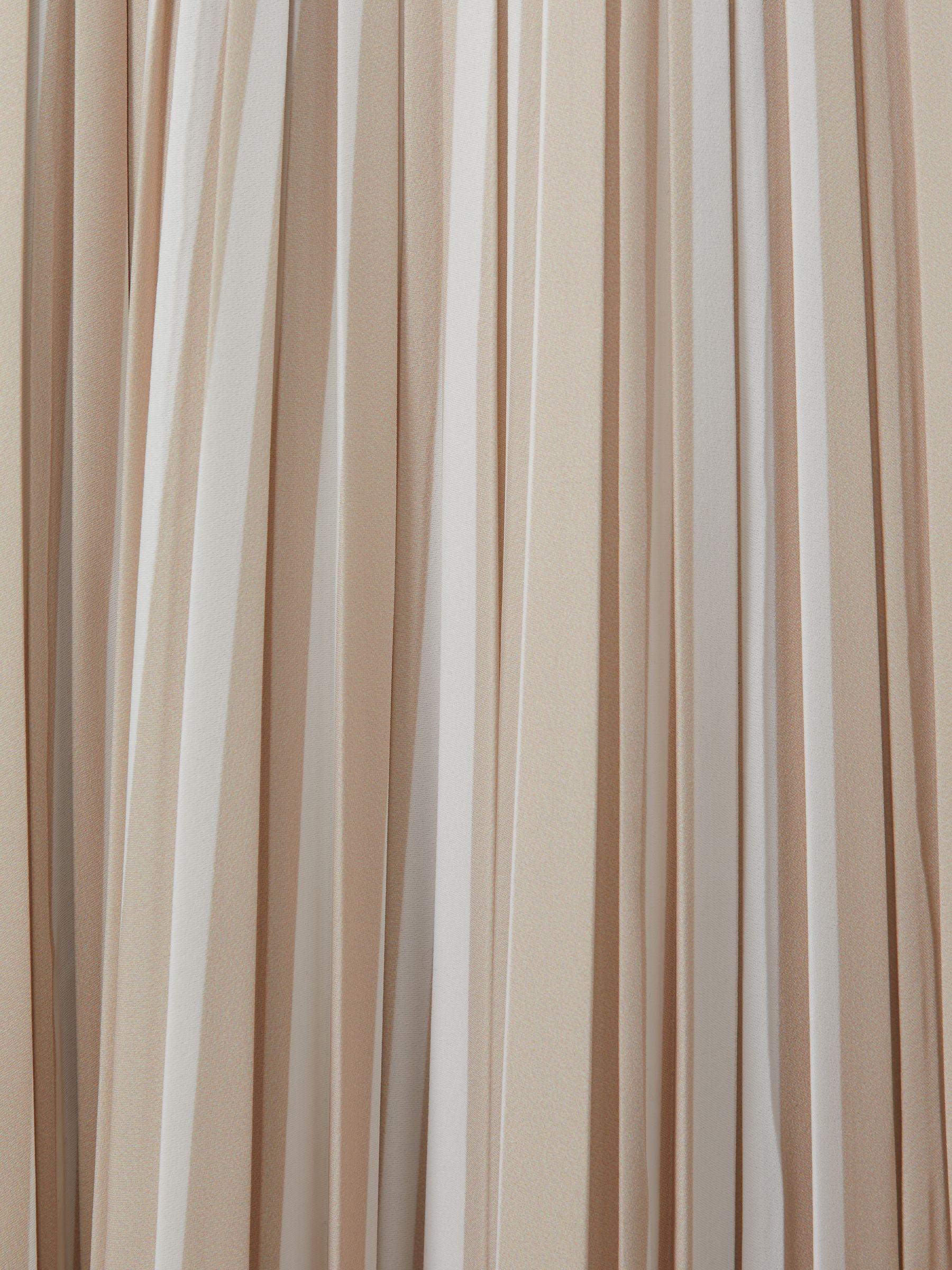 Striped Pleated Midi Skirt in Neutral Product Image