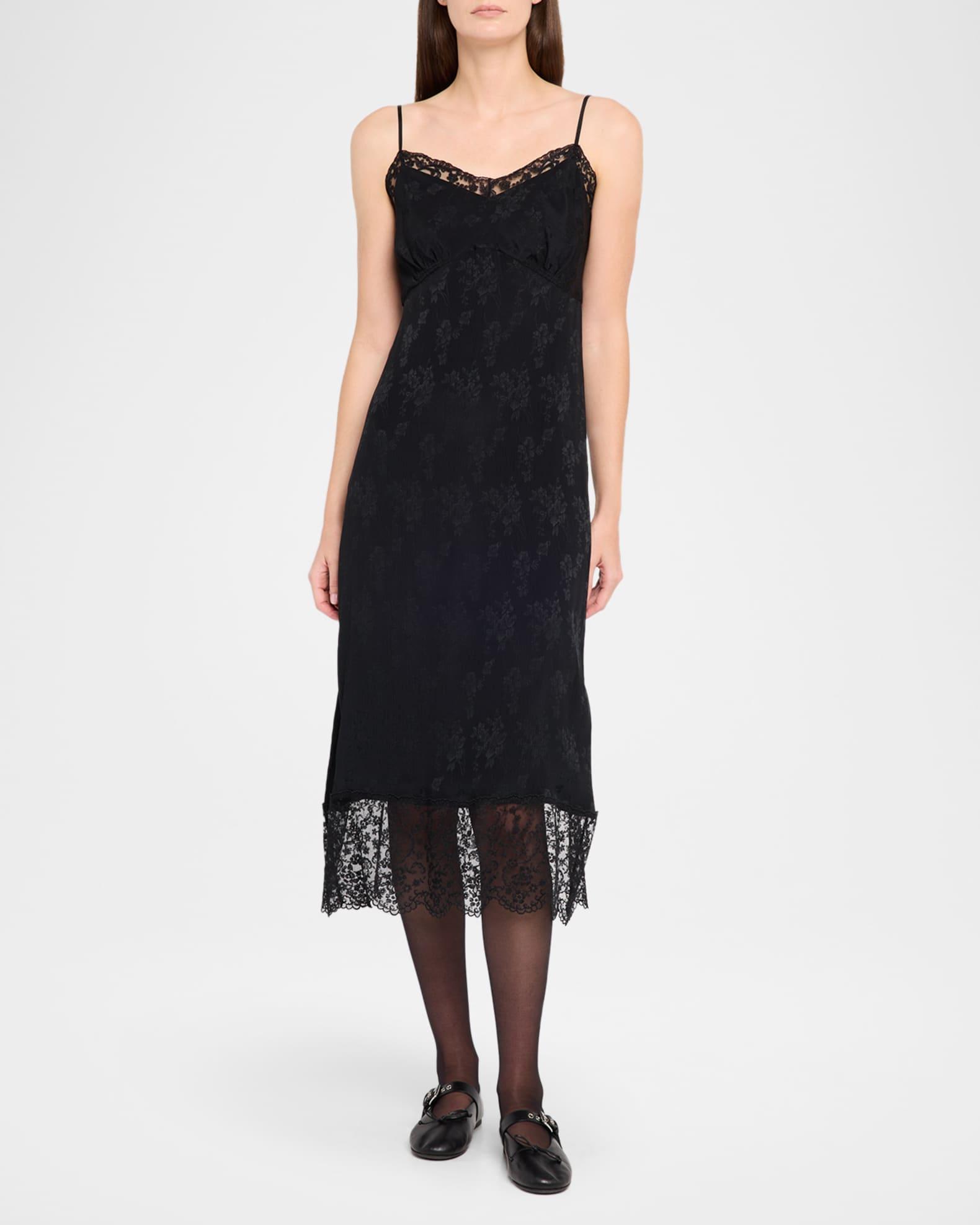 Floral Lace-Trim Slip Dress  Product Image