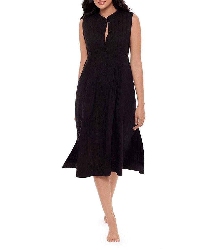 Miraclesuit Pleated Sleeveless Button Front Beach Dress Swim Cover-Up Product Image