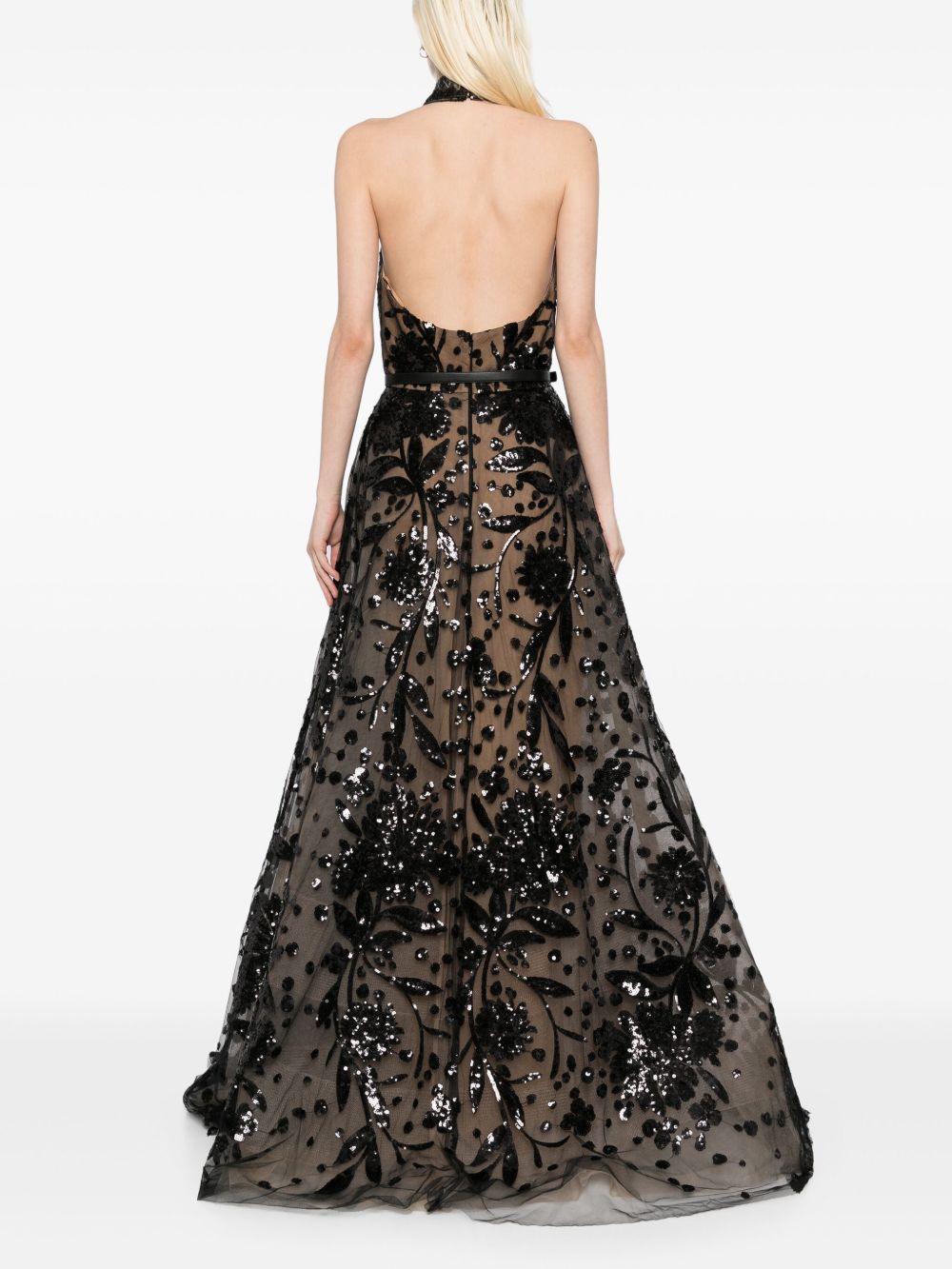 embroidered halter gown Product Image