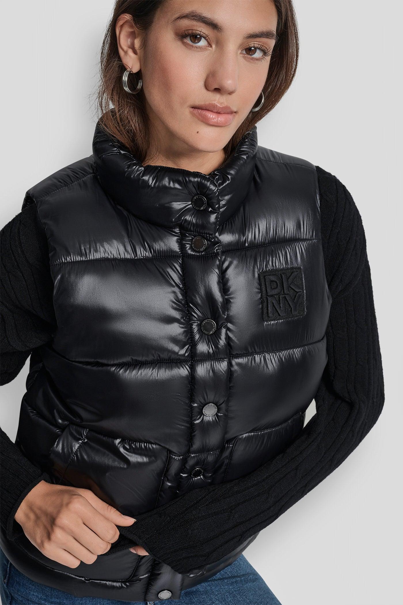 QUILTED MOCK NECK LOGO PUFFER VEST Product Image