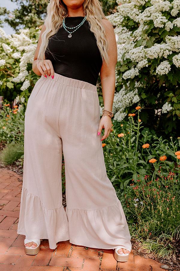 The Kenzo High Waist Linen-Blend Trousers In Beige Curves Product Image