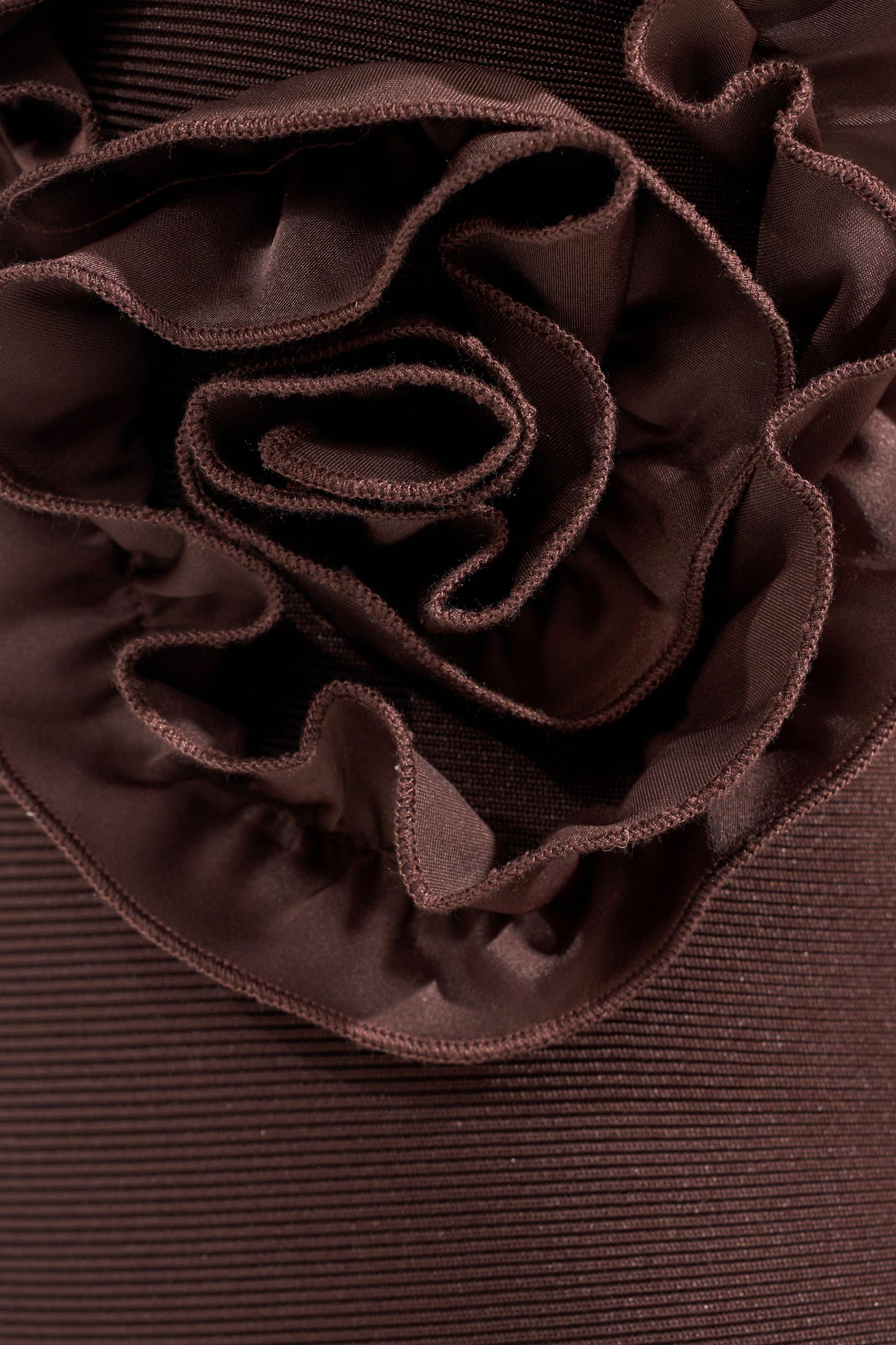 STANDING OVATION FLOCKED MAXI DRESS IN CHOCOLATE Product Image