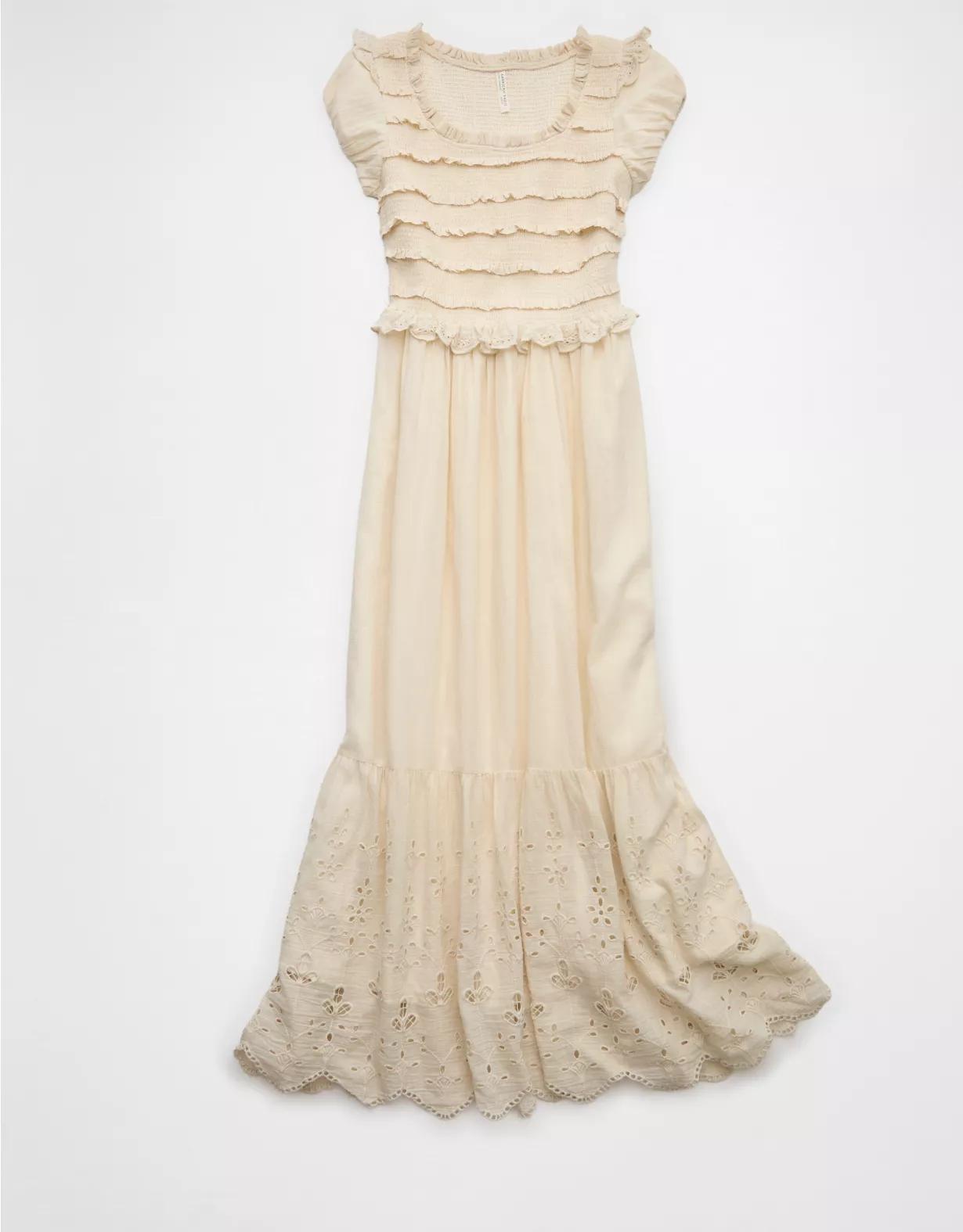 AE Scoop Neck Smocked Midi Dress Product Image