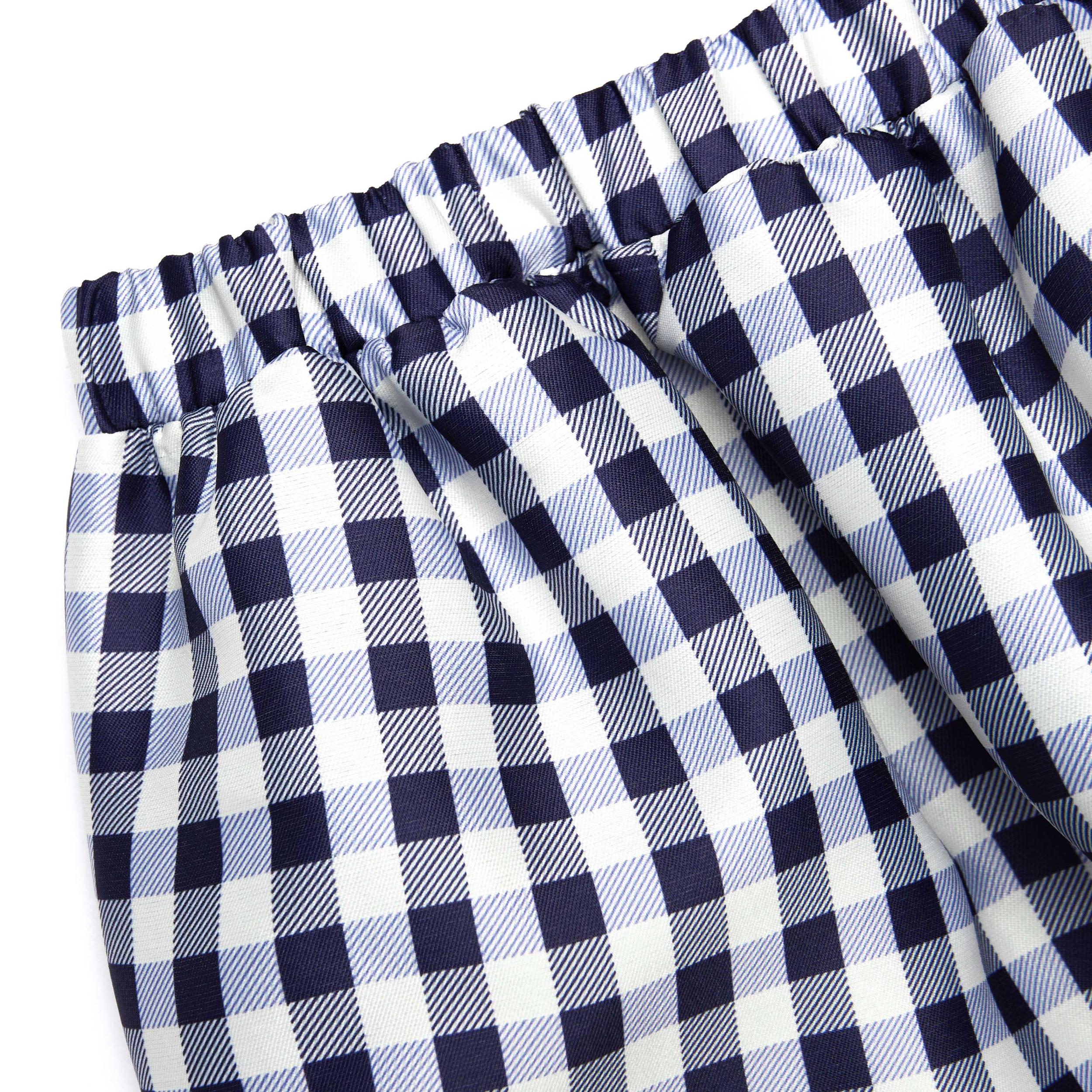 Navy Gingham Taffeta Mini Skirt Product Image