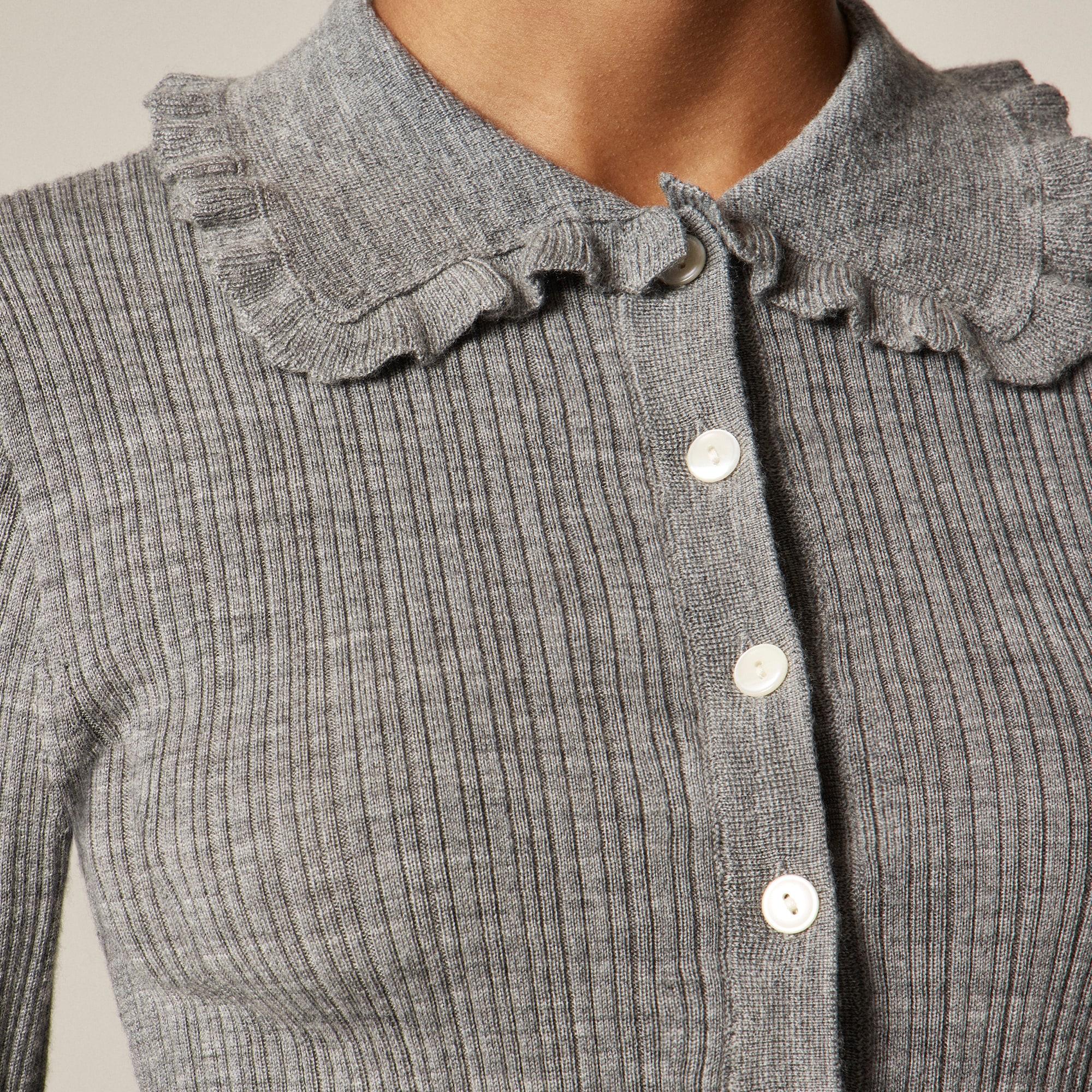 Ruffle-collar sweater-tee in merino wool Product Image