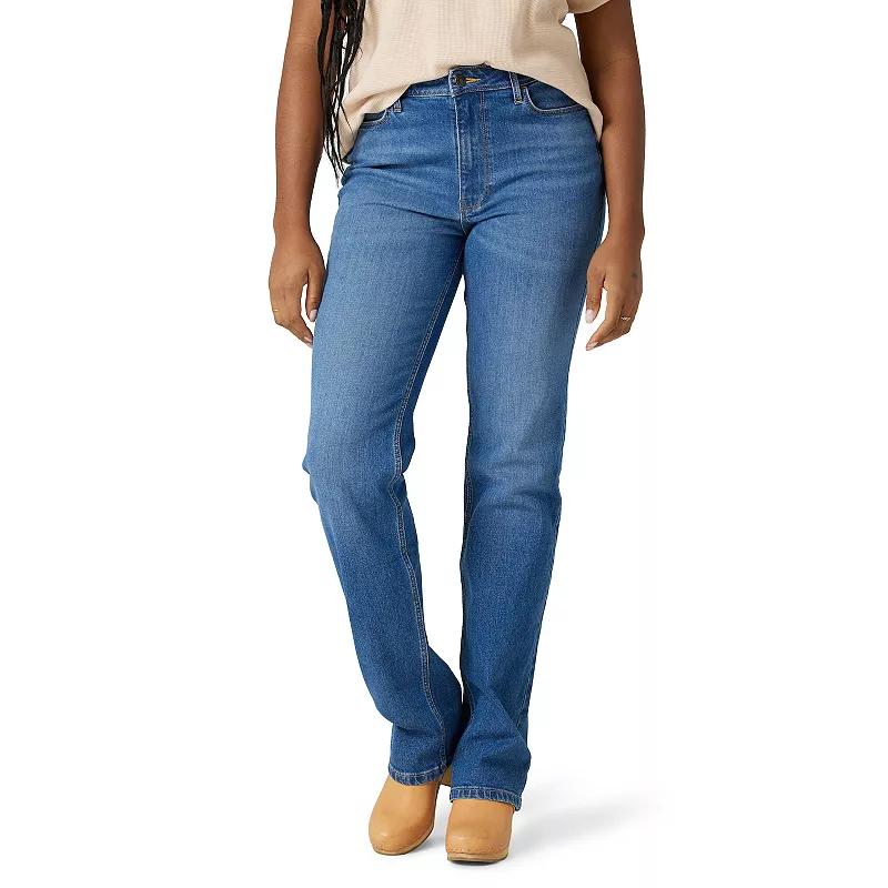Womens Wrangler High Rise Straight-Leg Jeans Blue Medium Wash Product Image