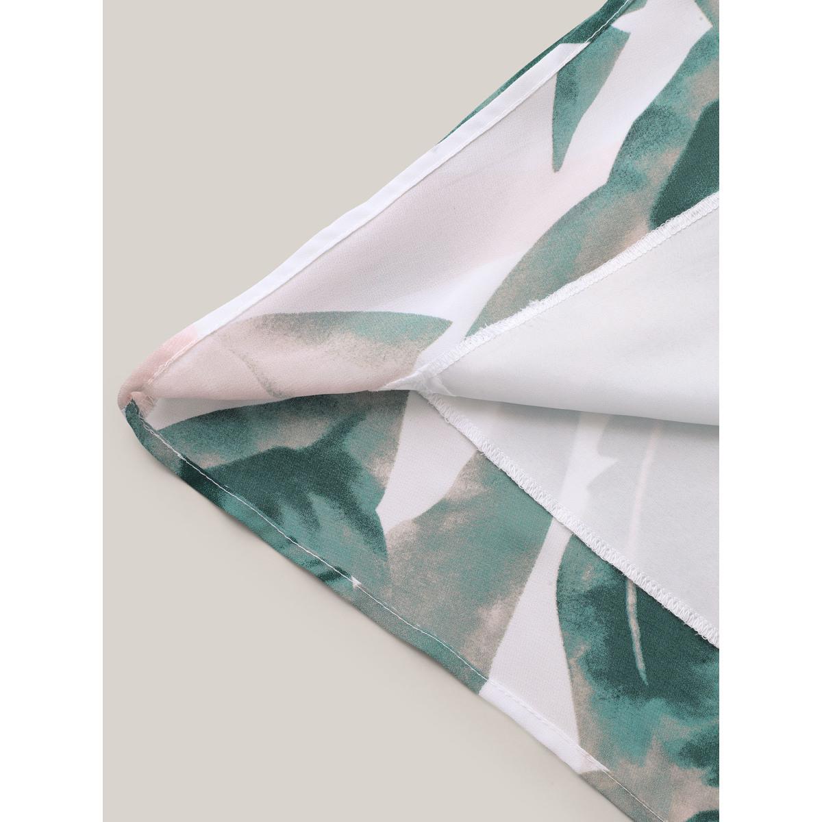 Plus Size Sheer Chiffon Shirred Pockets Midi Dress Malachitegreen Women Resort Gathered V-neck Elbow-length sleeve Curvy BloomChic 28/5X Product Image