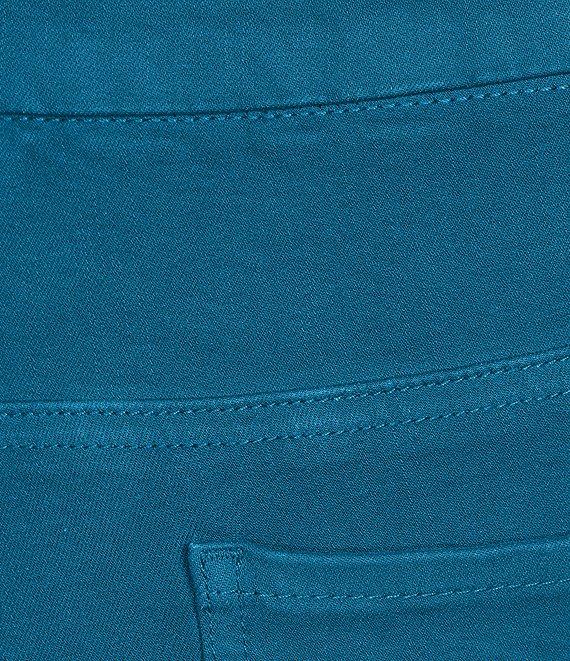 Multiples Plus Size Solid Garment Dyed Straight Leg Fringe Hem Pull-On Ankle Pants Product Image