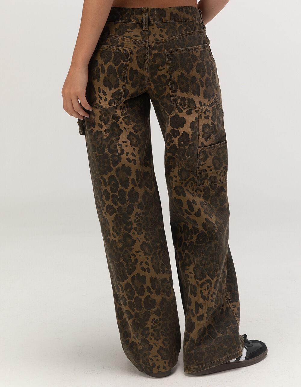 RSQ Womens Low Rise Leopard Baggy Carpenter Pants - LEOPARD BROWN Product Image