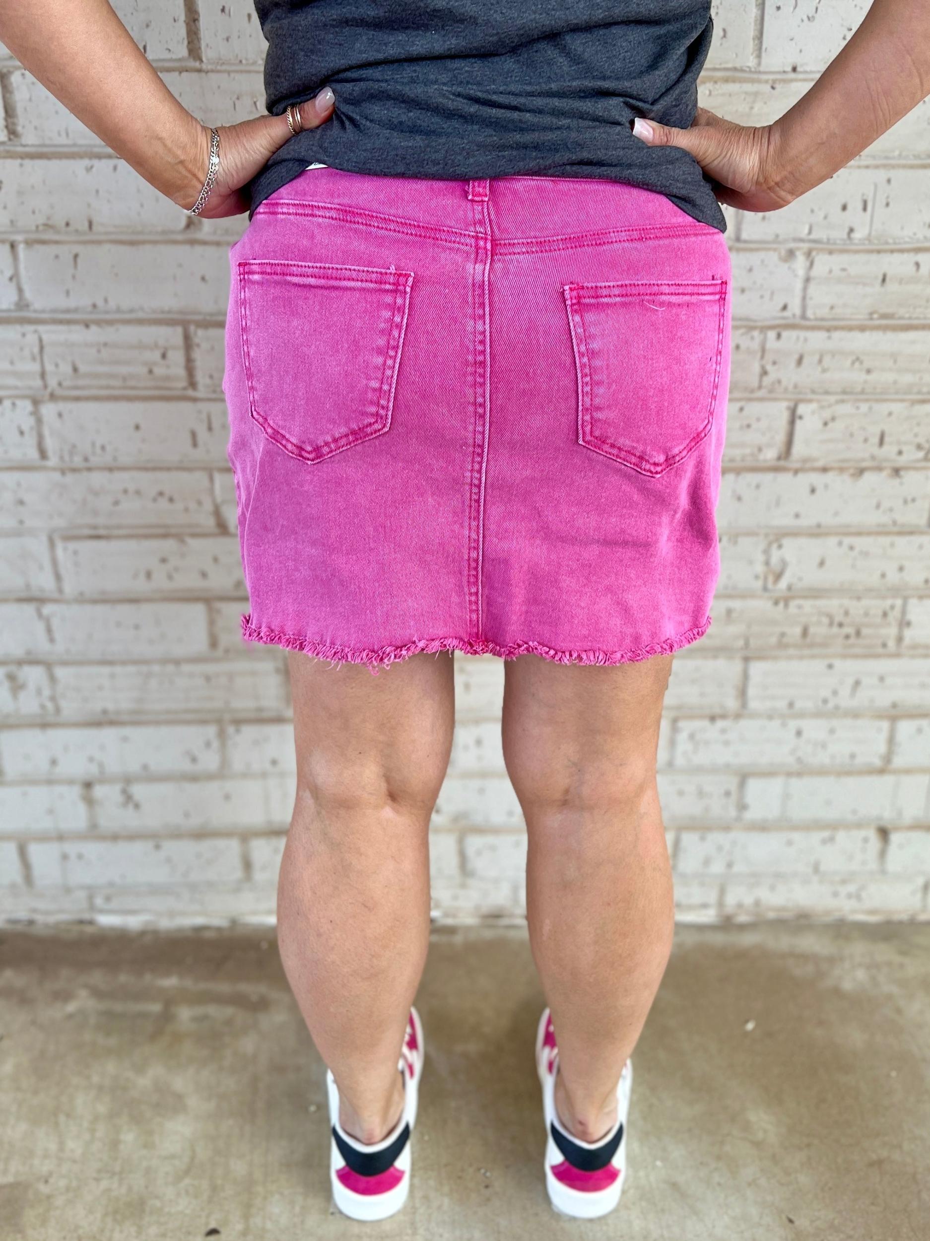 Acid Washed & Frayed Denim Skirt- 2 Colors* Product Image