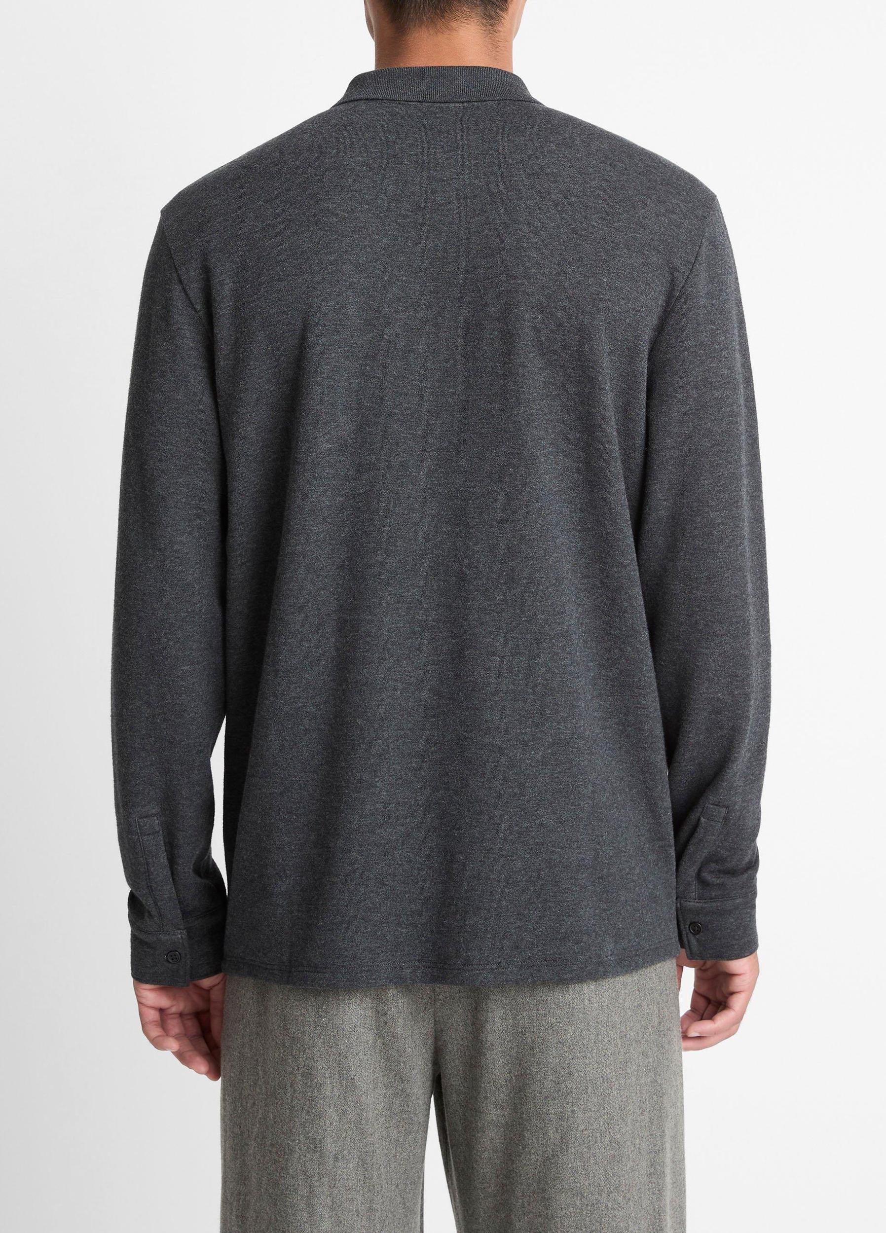 Heathered Double-Face Cotton-Blend Polo Shirt Product Image