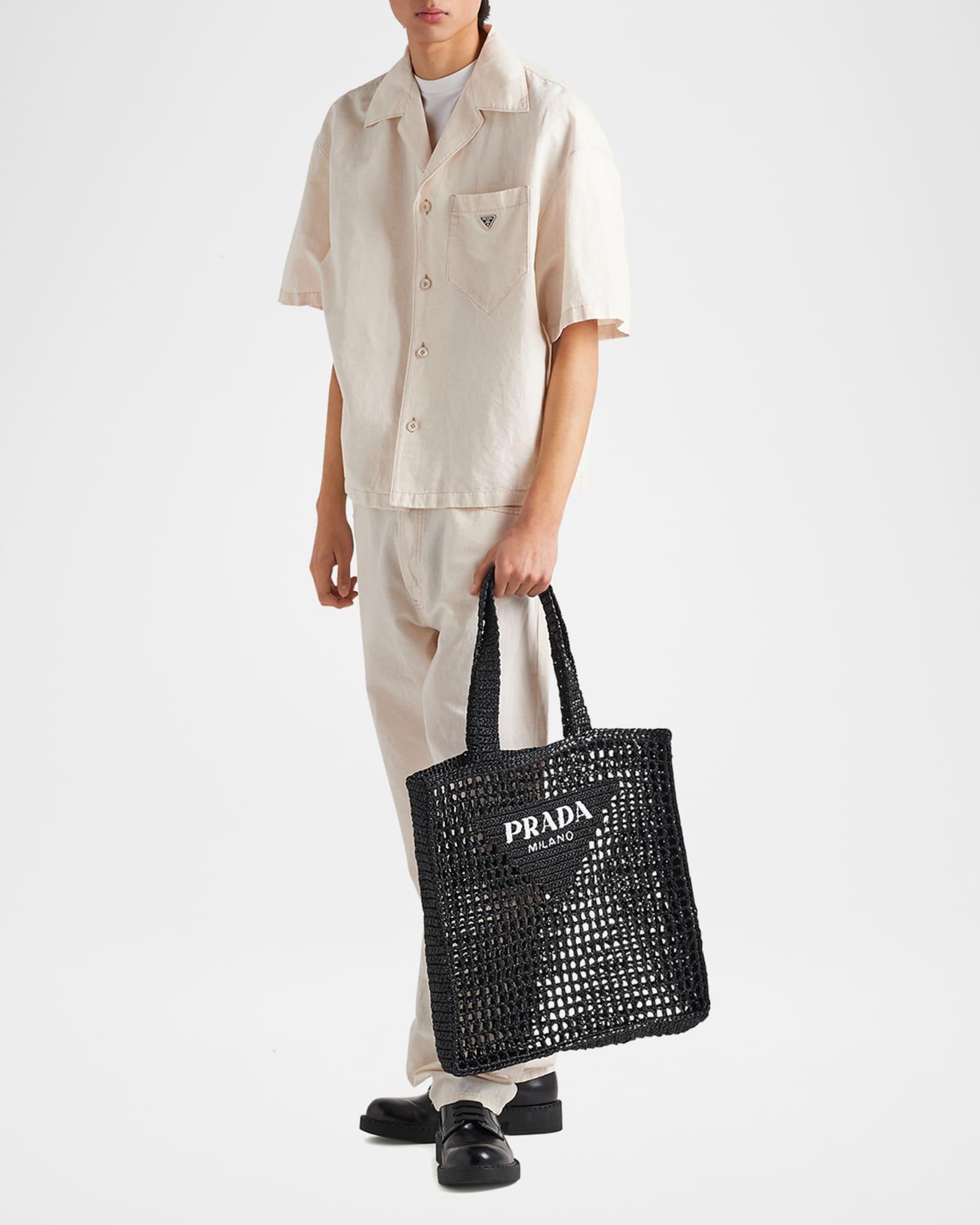 Men's Triangle Logo Raffia Tote Bag Product Image
