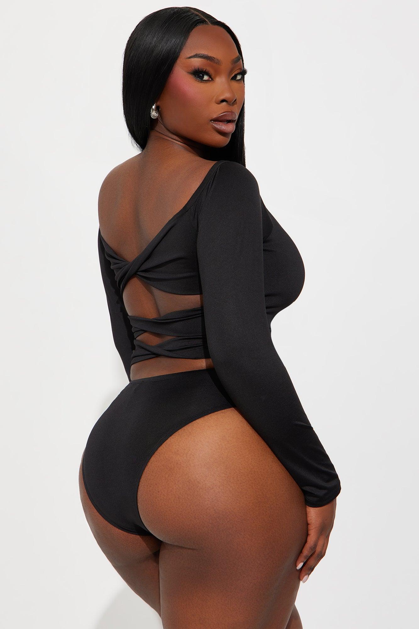 No Convincing Off Shoulder Cut Out Bodysuit - Black Female Product Image
