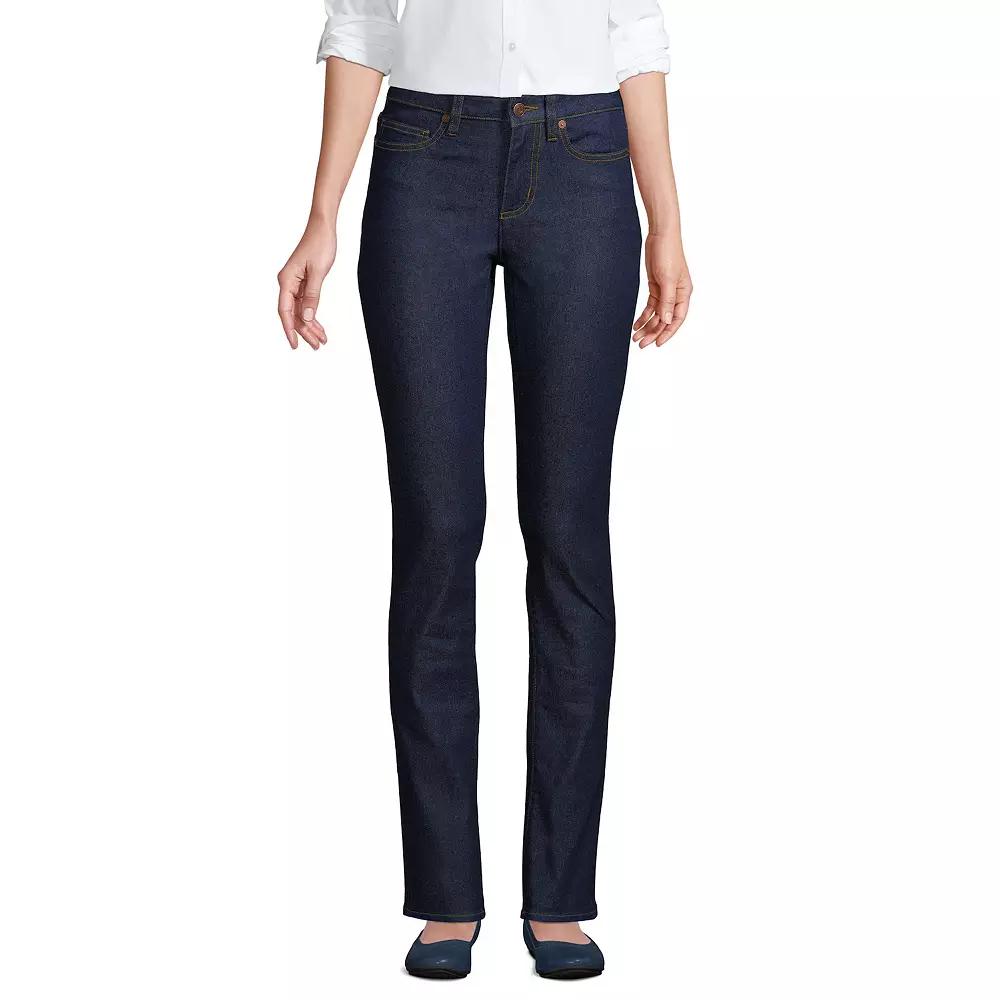 Petite Lands' End Mid-Rise Straight Leg Jeans, Women's,  Product Image