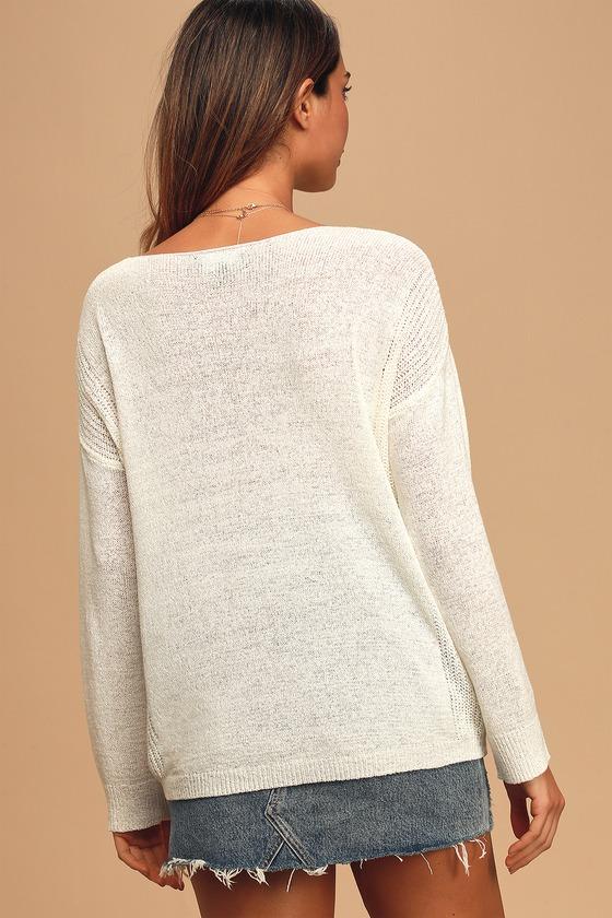 Positive Affirmations Ivory Loose Knit Sweater Product Image