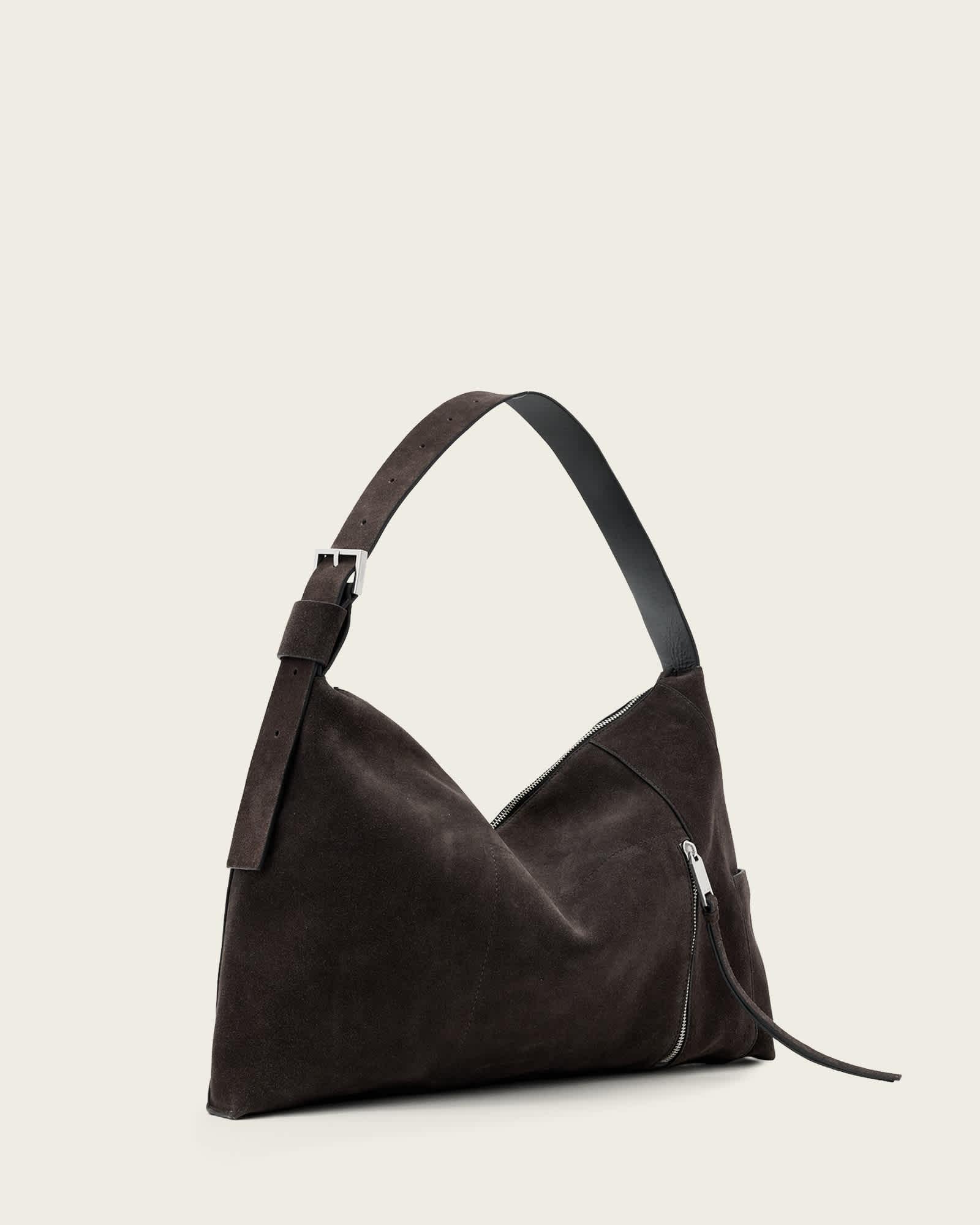 Alba Suede Shoulder Bag Bitter Brown | ALLSAINTS US Product Image