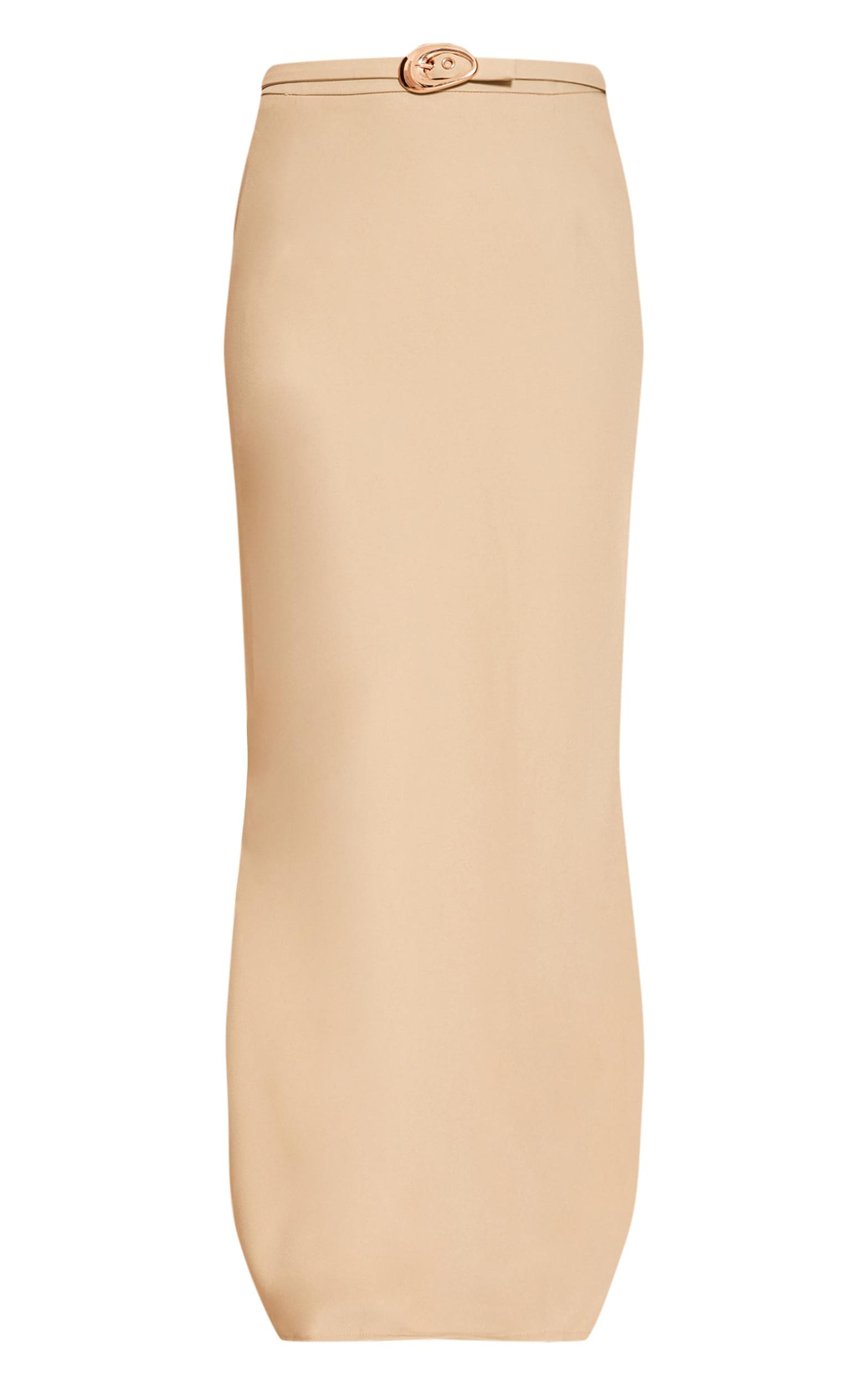 Sage Green Woven Belted Column Maxi Skirt Product Image