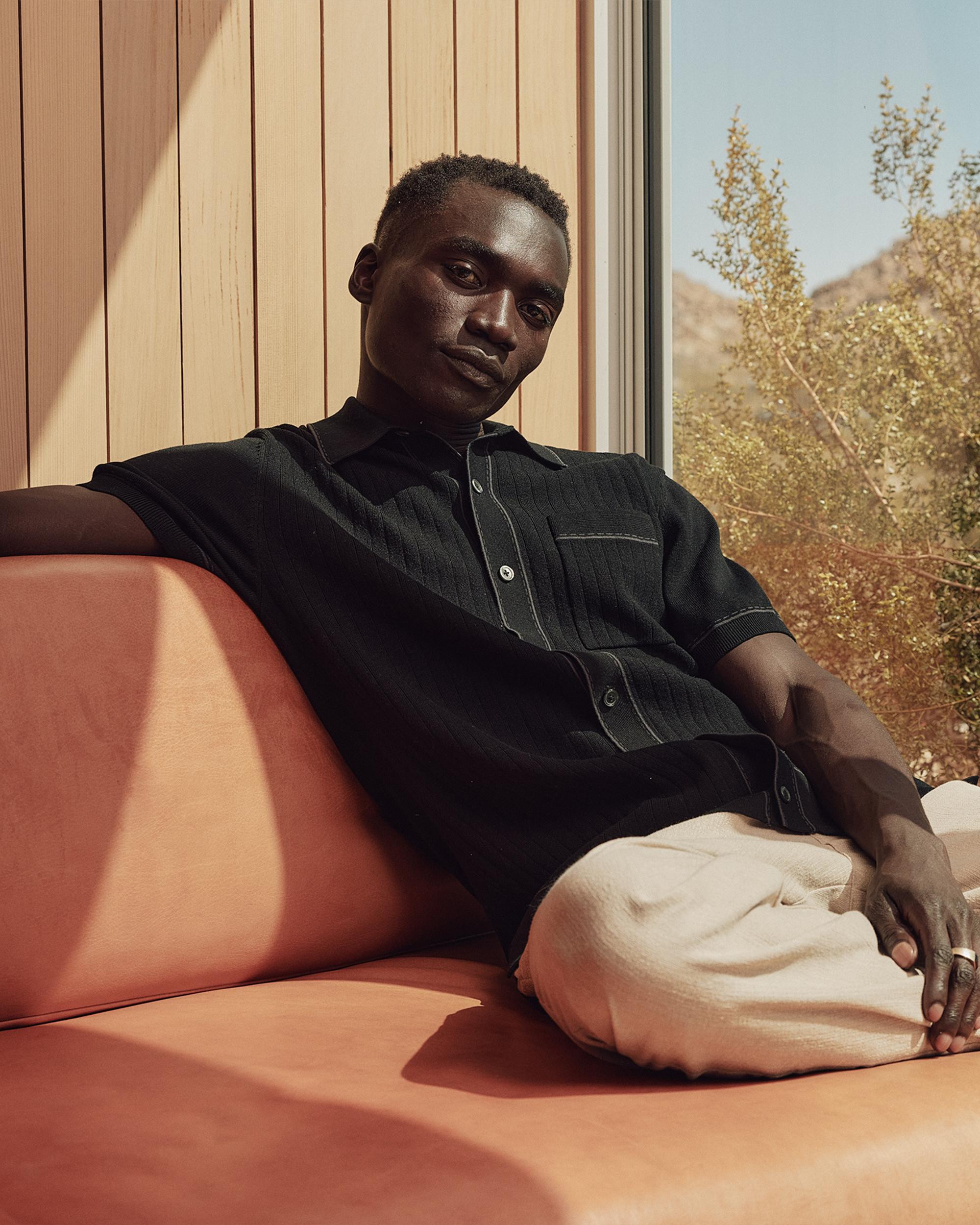 Quince | Men's -Silk Tipped Button Down Polo Sweater Size XL, Organic Cotton Product Image