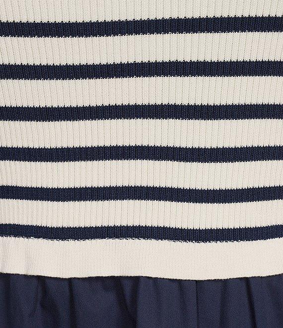 Skies Are Blue Plus Striped/Mixed-Media Sleeveleess Midi Dress Product Image