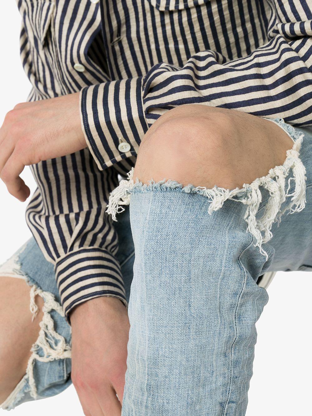 distressed-finish slim fit jeans Product Image