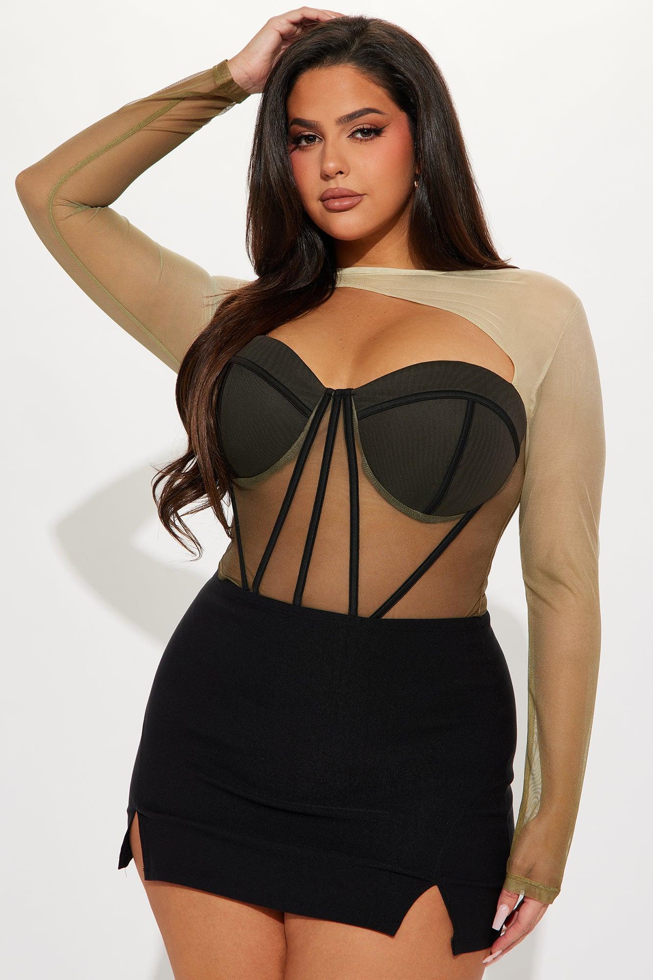 Sights On Me Mesh Top - Olive/combo Product Image